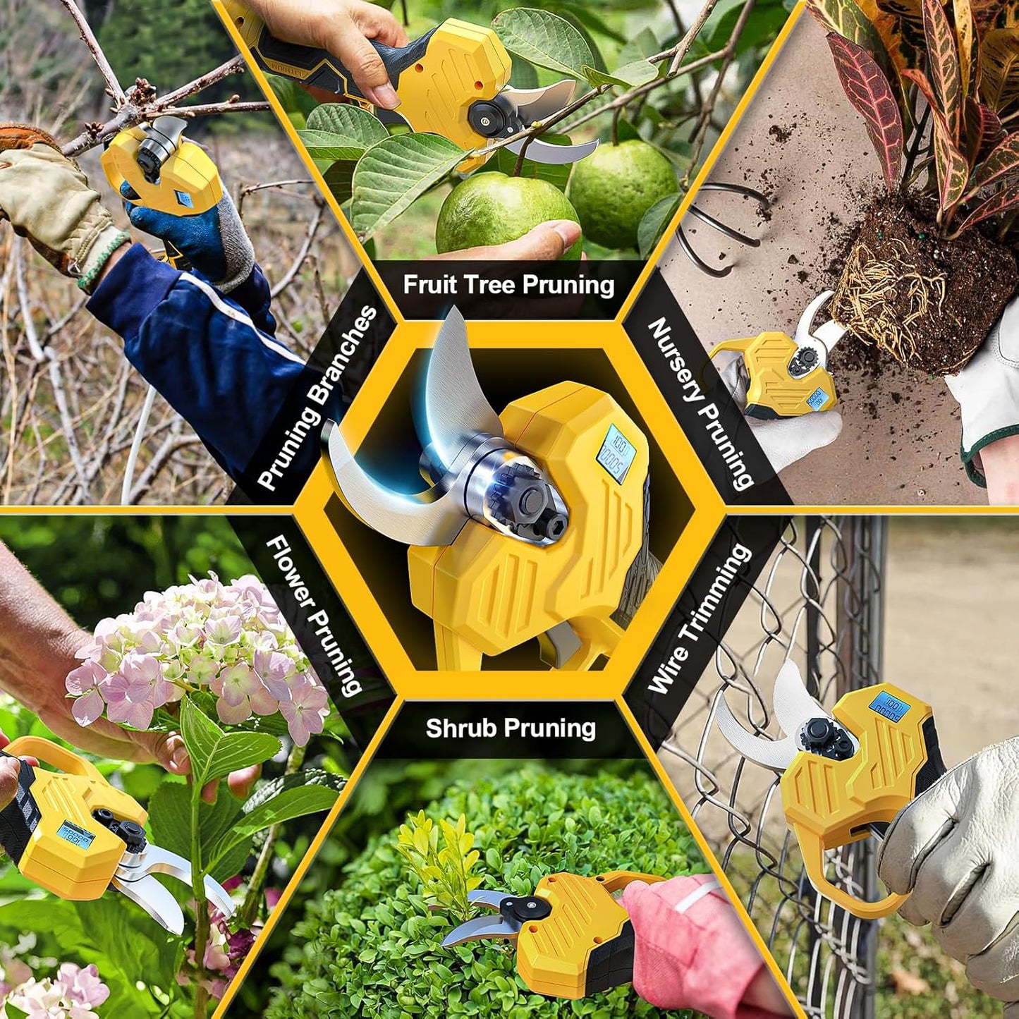 TOCiTAA Cordless Electric Pruning Shears Compatible with Dewalt 20v Battery, Portable Pruner Garden Tool Brushless & Imported SK7 Steel Blades, 1.5-2 Inch Cutting Diameter (Tool Only)