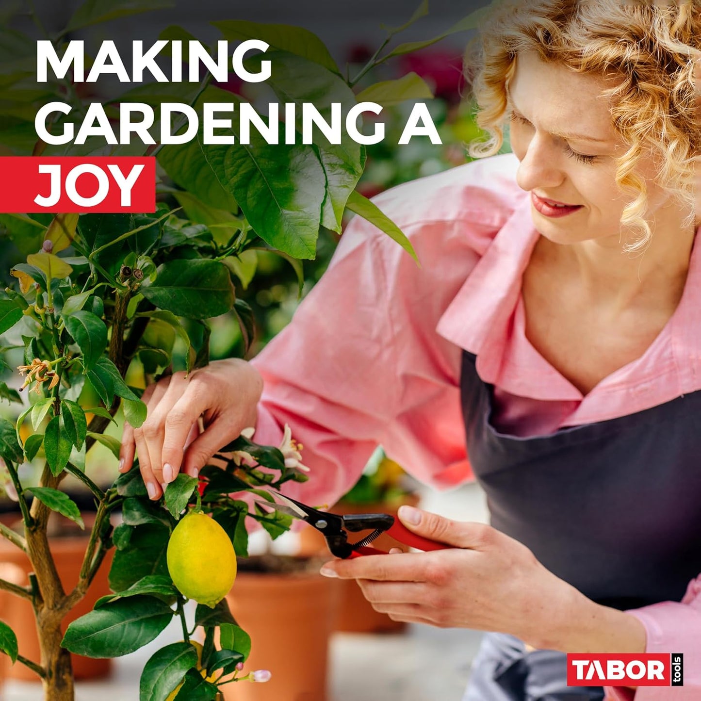 TABOR TOOLS K7A Straight Pruning Shears with Carbon Steel Blades, Florist Scissors, Multi-Tasking Garden Snips for Arranging Flowers, Trimming Plants and Harvesting Herbs, Fruits or Vegetables.