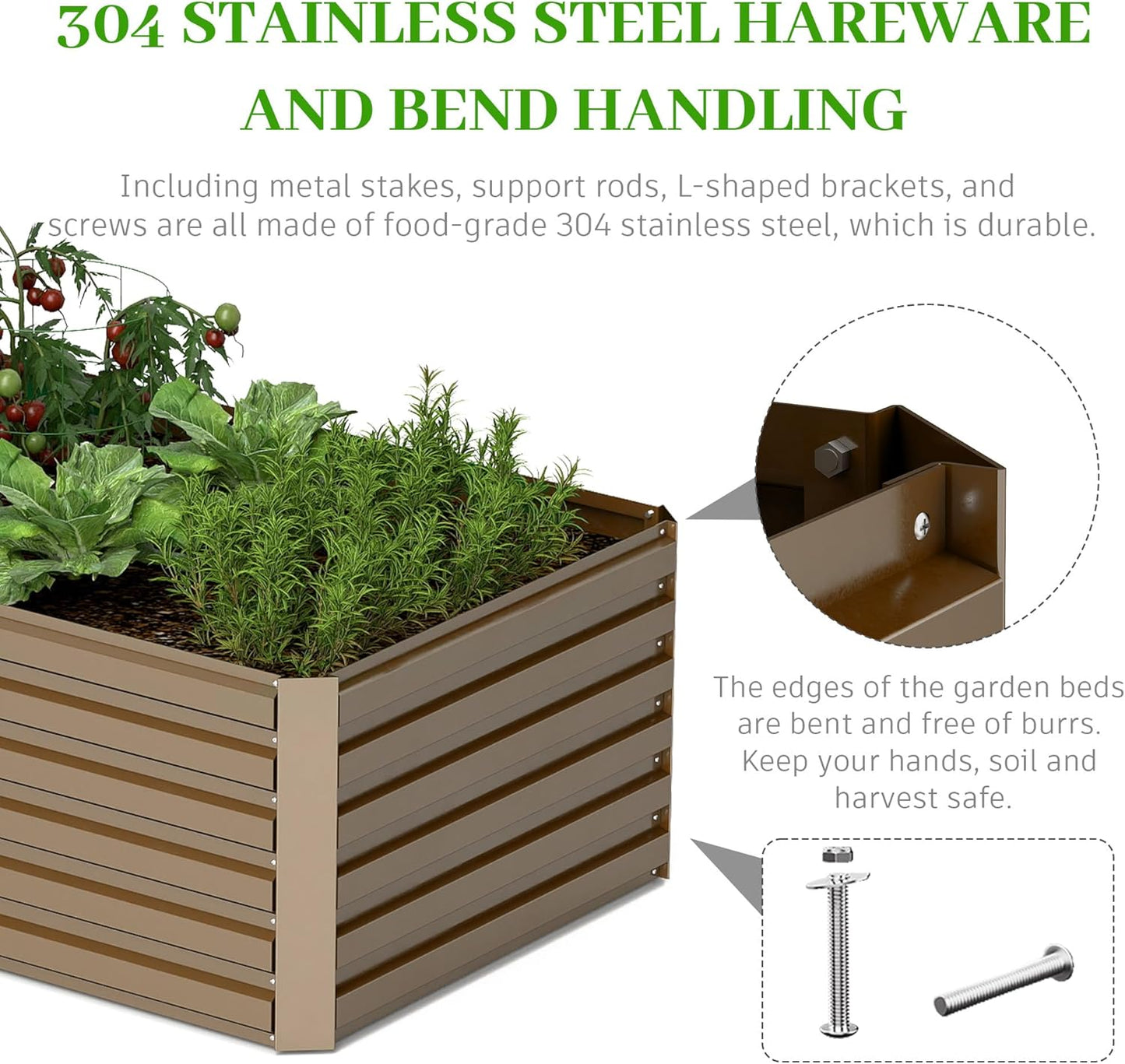 8x4x2 ft Outdoor Raised Garden Bed, Large Metal Planter Raised Beds, Planters for Outdoor Plants for Vegetables, Flowers, Herbs, Fruits, and Succulents.(4 Pcs)