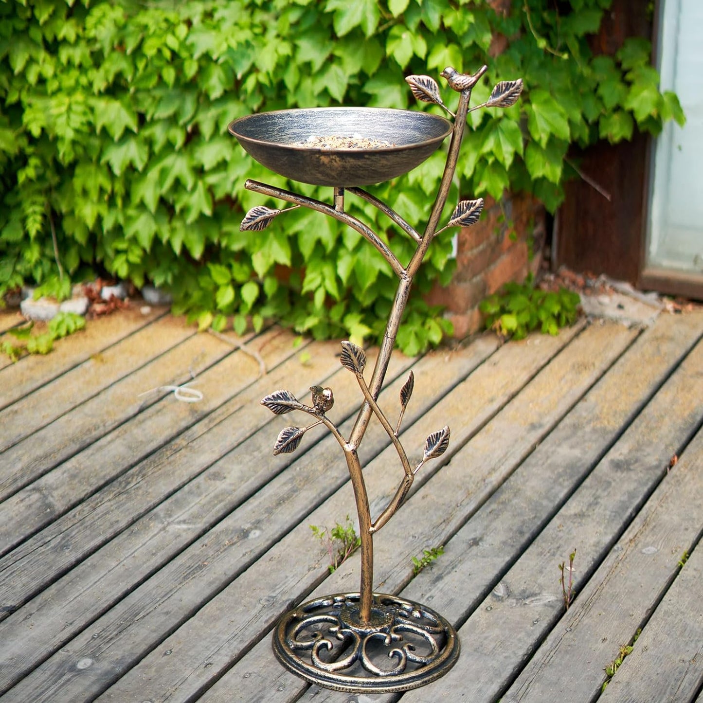Diam 11.4" W x 31" H Cast Iron Pedestal Bird Bath, Bird Baths for Outdoors,Vintage Metal Bird Bath Garden Yard Decoration