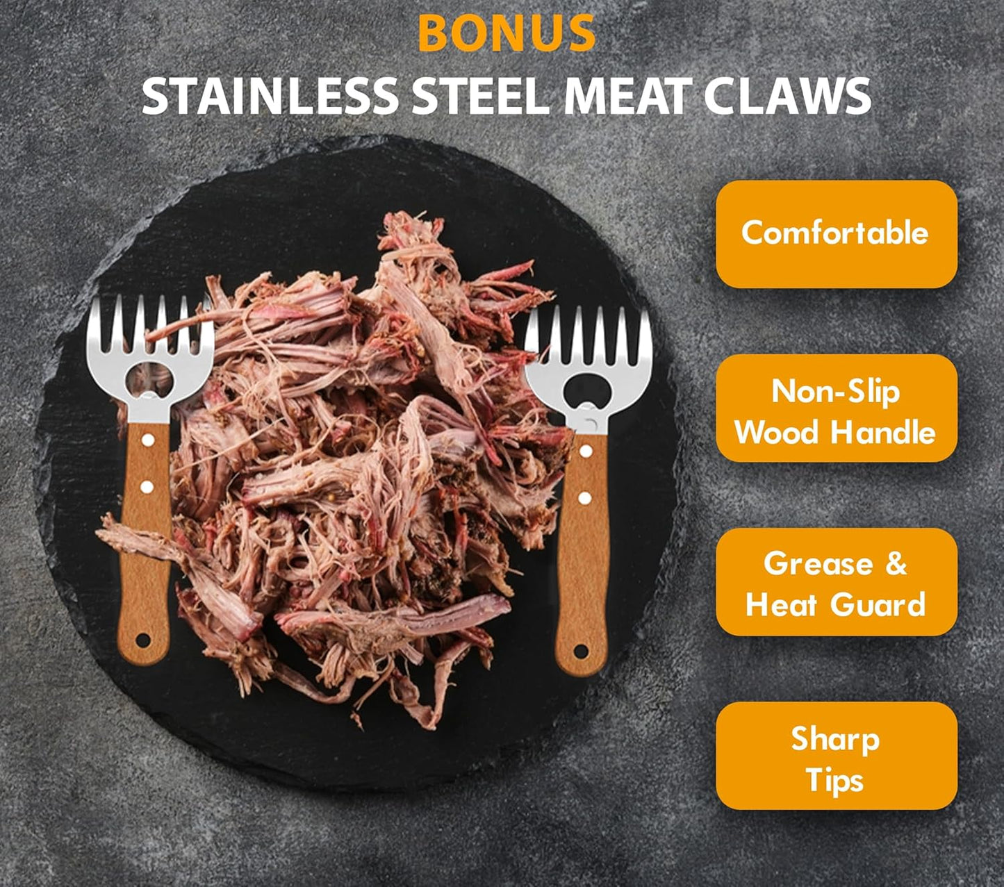 Chicken Shredder Tool Twist Plus Meat Claws and Cleaning Brush - Kitchen Essentials - Meal Prep Tools - Pulled Pork Shredder - Meat Shredder Tool Twist - Kitchen and Barbecue Gifts