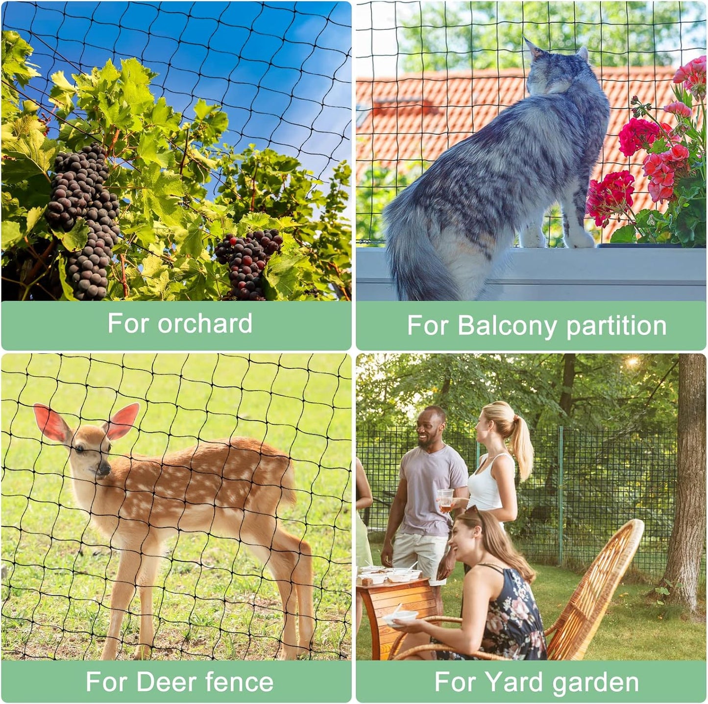 Bird Netting 25'x100' with 3/4" Mesh Nylon Chicken Net Roof Hawk,Poultry Netting for Chicken Run, Aviary Nettings Deer Fence Trellis Net