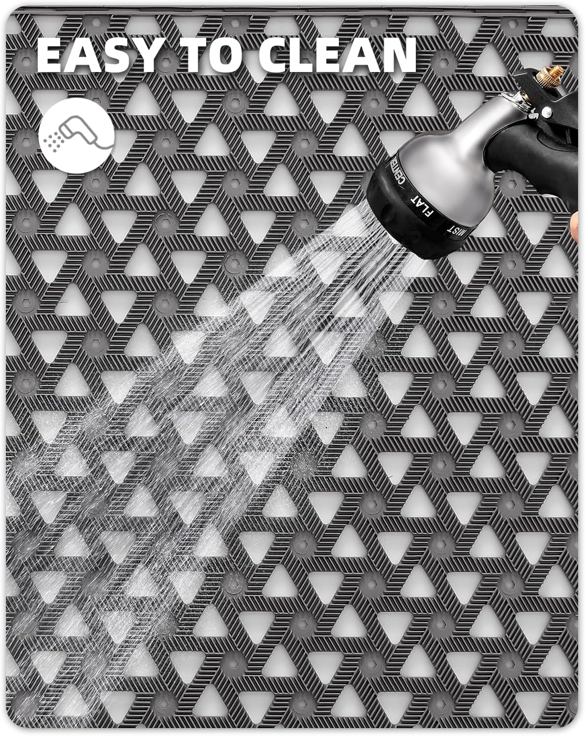 Color&Geometry Door Mat Outside Entrance with Drainage, Rubber Heavy Duty Dirt Trapper Waterproof Outdoor Welcome Mat, Outdoor Mats All Weather for Front Back Door Patio Entryway Entry,19"X30" Grey