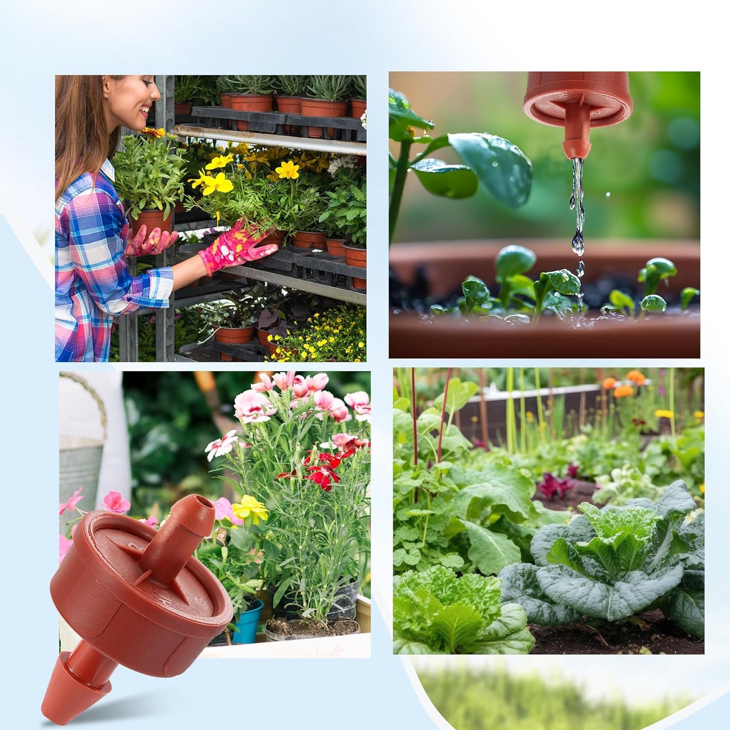 30Pcs 2GPH Pressure Compensating Irrigation Spot Drippers,Constant Flow Barb Outlet Watering Dripper Emitters Heads Parts for 1/4 Inch Watering Tubing Line for Garden Pots Plant Irrigation Systems