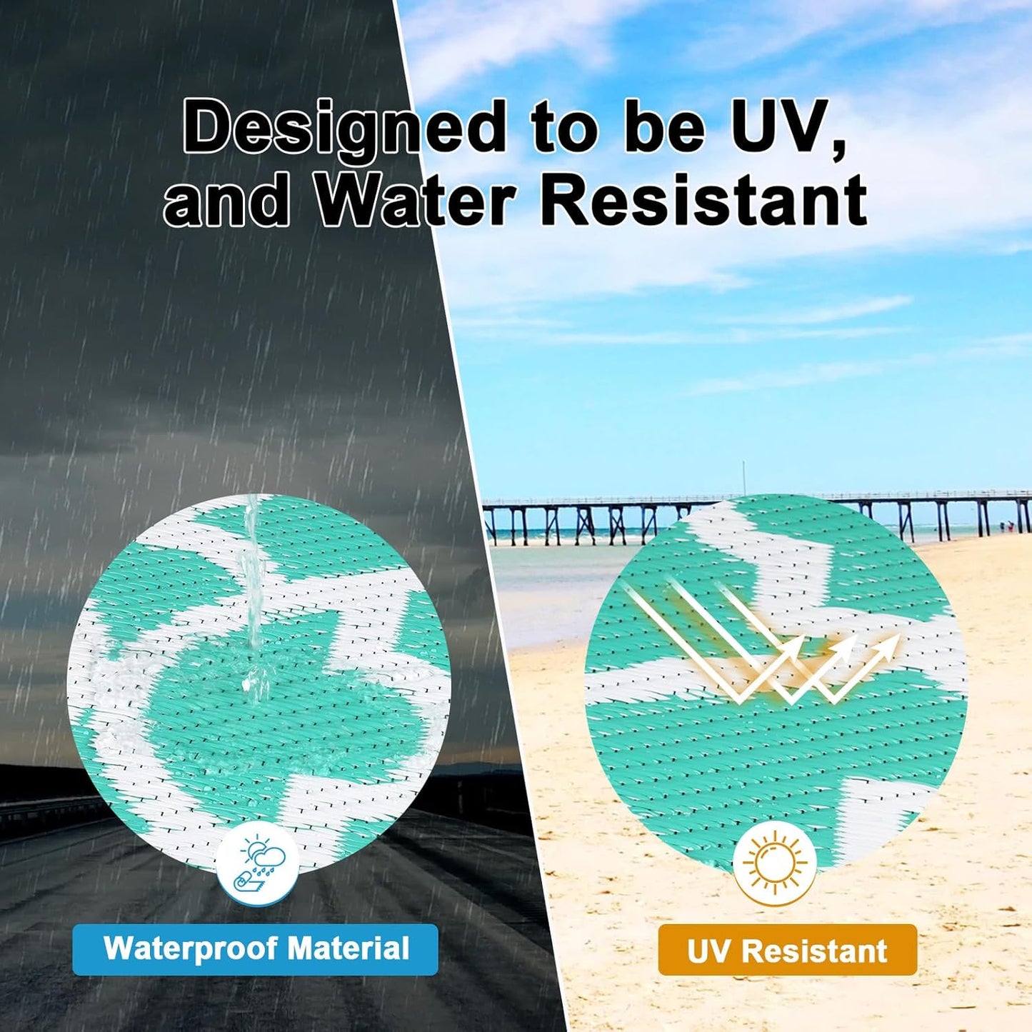 HEBE Outdoor Rug Waterproof 8x10, Reversible Plastic Straw Rug RV Camping Rug, Indoor Outdoor Patio Mat Clearance, Outside Carpet for Porch,Deck,Camper,Balcony,Backyard,Picnic