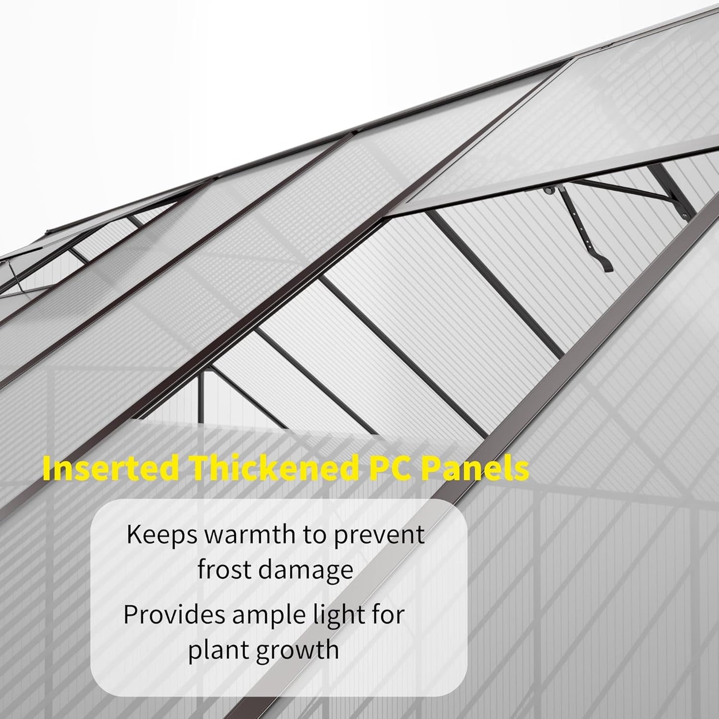 Kingdura 8x12ft Walk-in Greenhouse for Outdoors, Large Polycarbonate Greenhouses with Heavy Duty Aluminum Frame, Adjustable Roof Vent, Lockable Door, UV Protection for Outside Garden Backyard