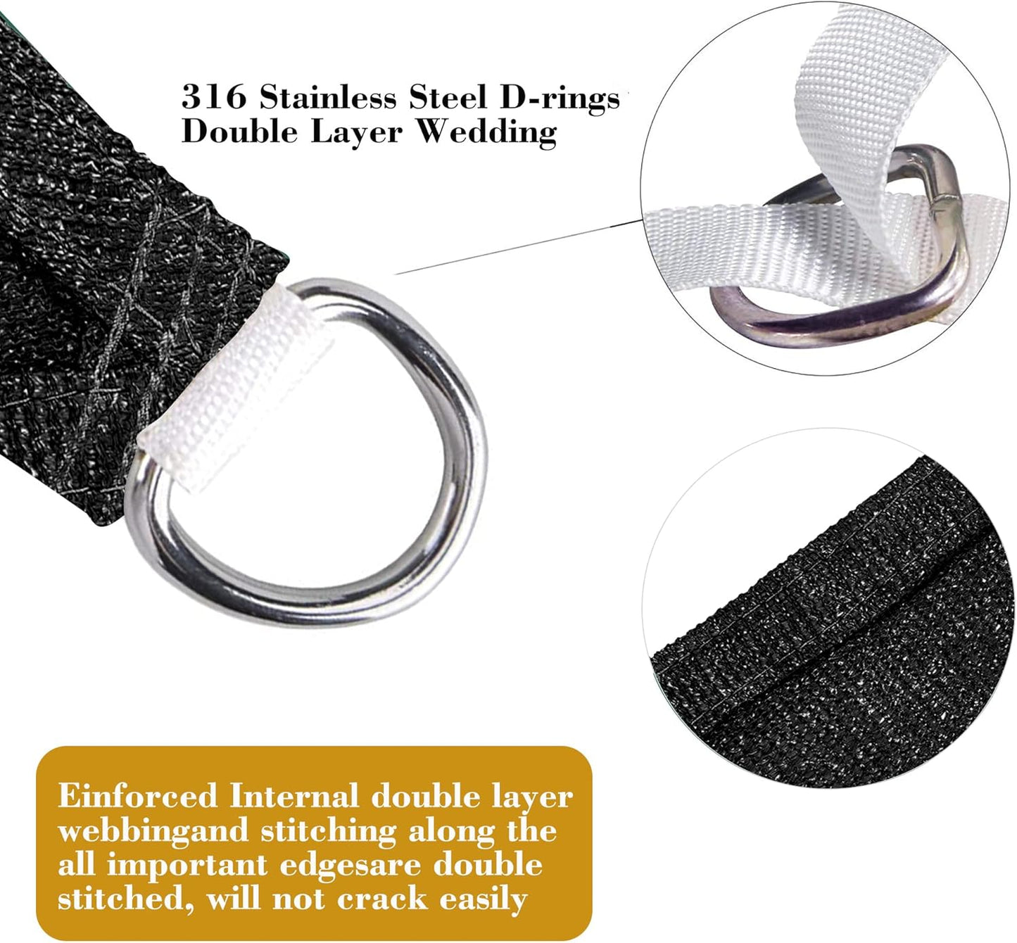 9' x 9' Black Square Sun Shade Sail SSP1212 Canopy Durable Fabric UV Block Awning We Make Custom Orders