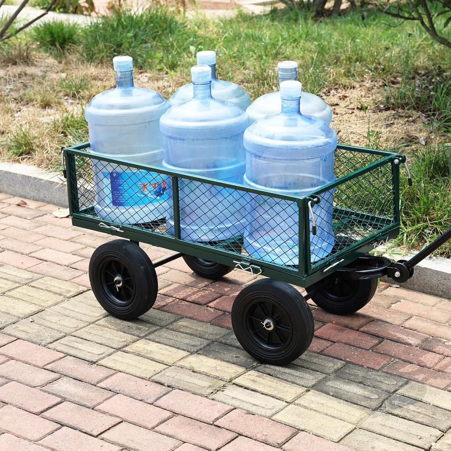 Wagon with Removable Sides Can be Used in Farms, Warehouses etc l Garden Dump cart- A Must-Have for Your Dream Garden Garden Essential- Dump cart Solid Wheels (Green Solid Wheels)