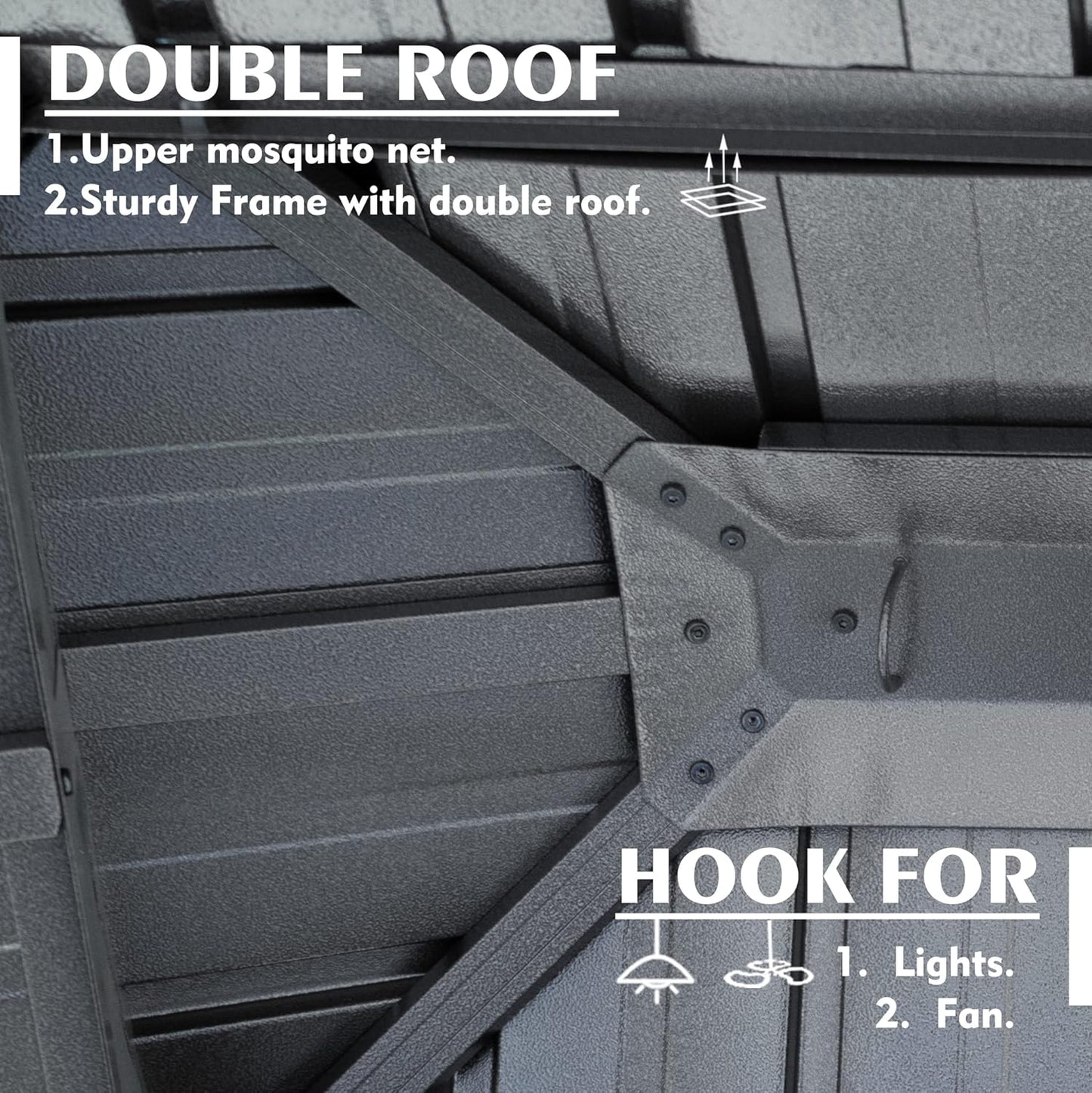 Kozyard Alexander 10' X 12' Hardtop, Aluminum Metal Gazebo with Galvanized Steel Double Roof Canopy, Curtain and Netting, Permanent Pavilion for Patio, Backyard, Deck, Lawn (Gray)