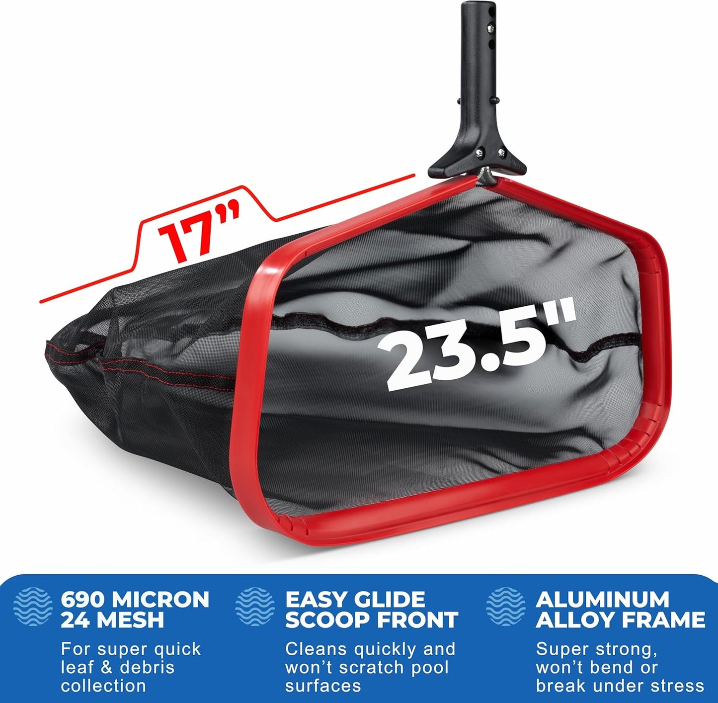 ProTuff 23" Fine Pool Net – 2 Year Unconditional Free Replacement – Cleans 3X Faster Than Vacuums – Wide Pool Skimmer with Deep Bag for Easy Maintenance – Skimmer Net for Leaves, Bugs & Other Debris