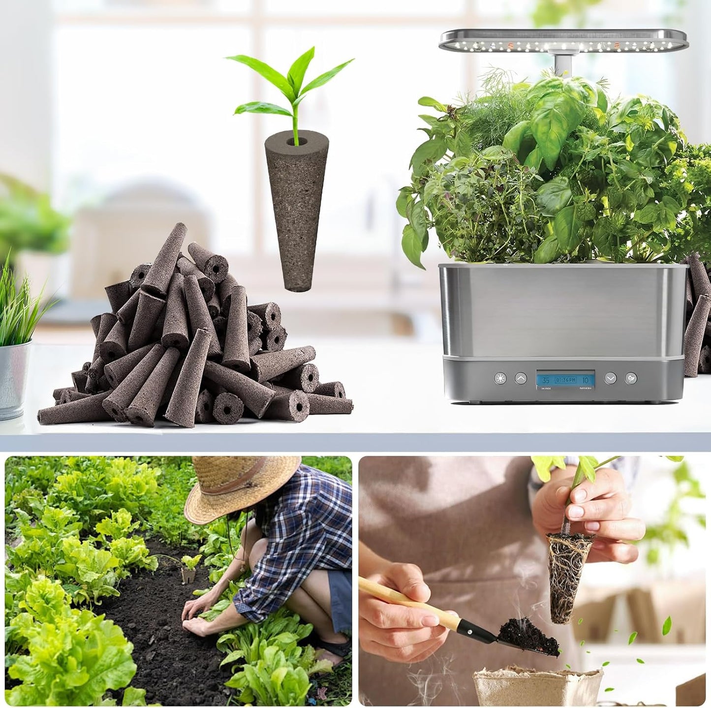 253 Pack Hydroponic Pods Supplies for Aerogarden Pods, Grow Sponges for Hydroponics, Seed Pods Kit with 120 Grow Sponges, 120 Pod Labels,12 Plant Labels, 1 Tweezer for Hydroponic Indoor Garden System