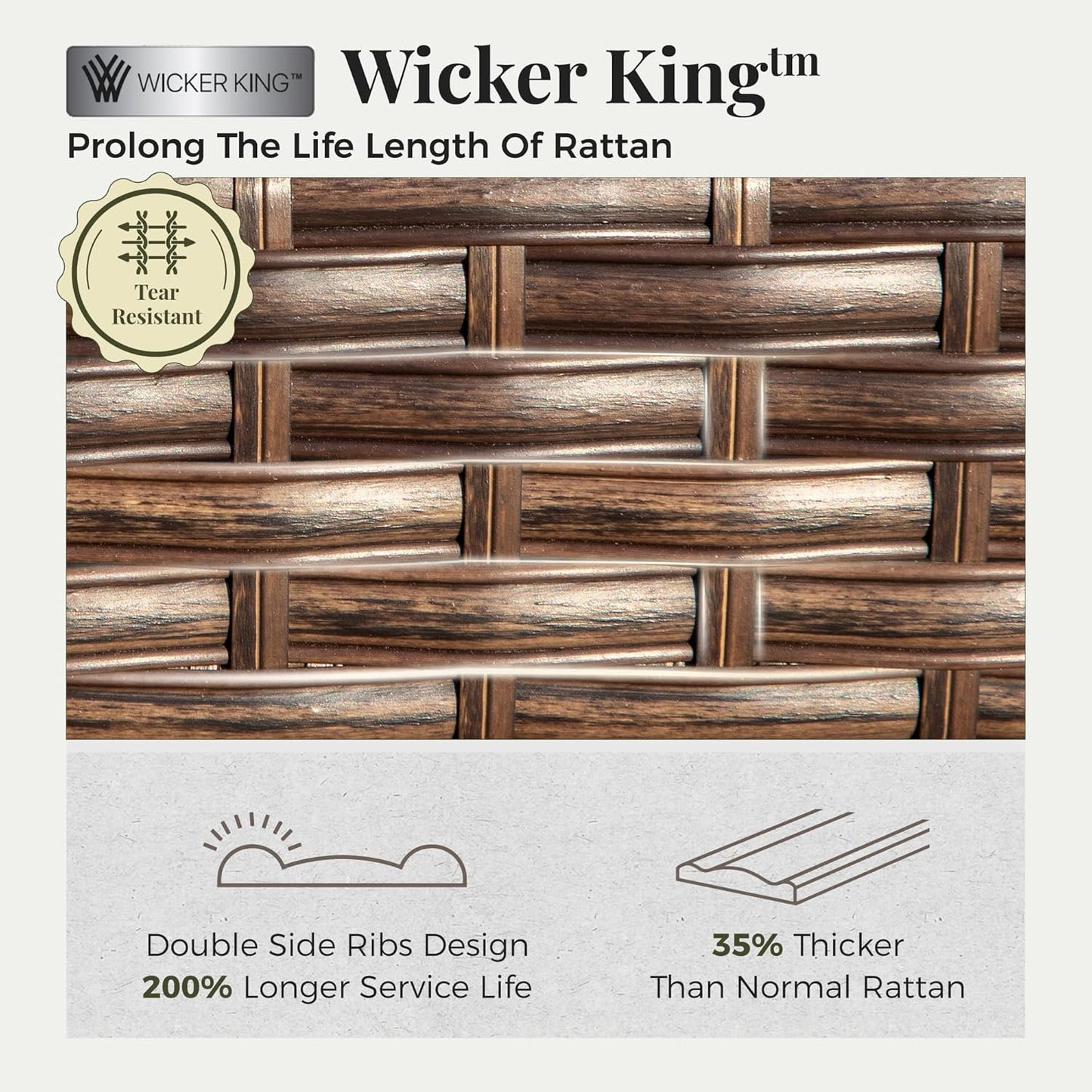 Patio Furniture Sofa, 3-Seat Patio Sofa Steel Frame Outdoor Sectional Couch with Deep Seating and 5.75” Cushions for Lawn Backyard Porch Deck, Beige