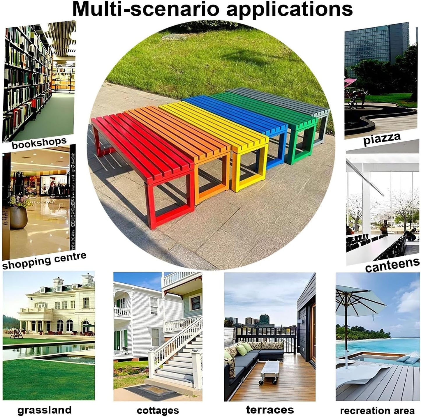 Weatherproof Metal Dining Bench, Outdoor Bench Backless Patio Bench 2-Person Farmhouse Bench Garden Bench for Kitchen, Living Room, Entryway(Black,40in)