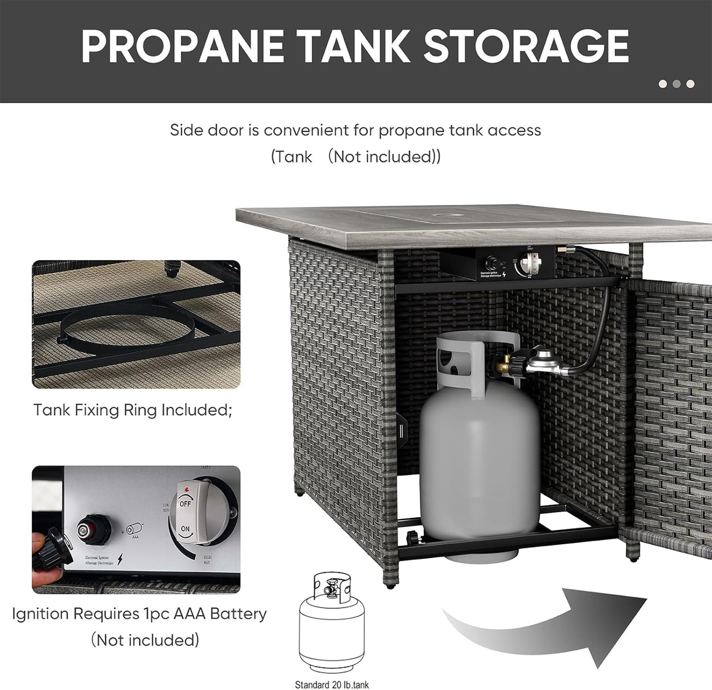 HUMMUH 5 Piece Outdoor Furniture Set with Fire Pit Table 41in 55,000 BTU,Wicker Outdoor Conversation Sets -Patio Chairs Set of 2 Patio Sofa for Porch,Garden,Backyard