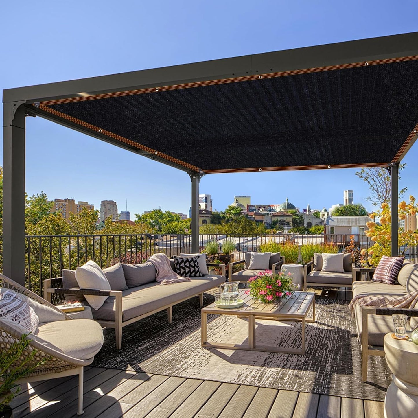 Shade Cloth 90% Sunblock Net for Garden Patio, Shade Sails -for Plants Greenhouse Outdoor Pergola Lawn Swimming, Sun Screens for Kennel Chicken Coop Easier to Hang Net Cover, 16x20 FT