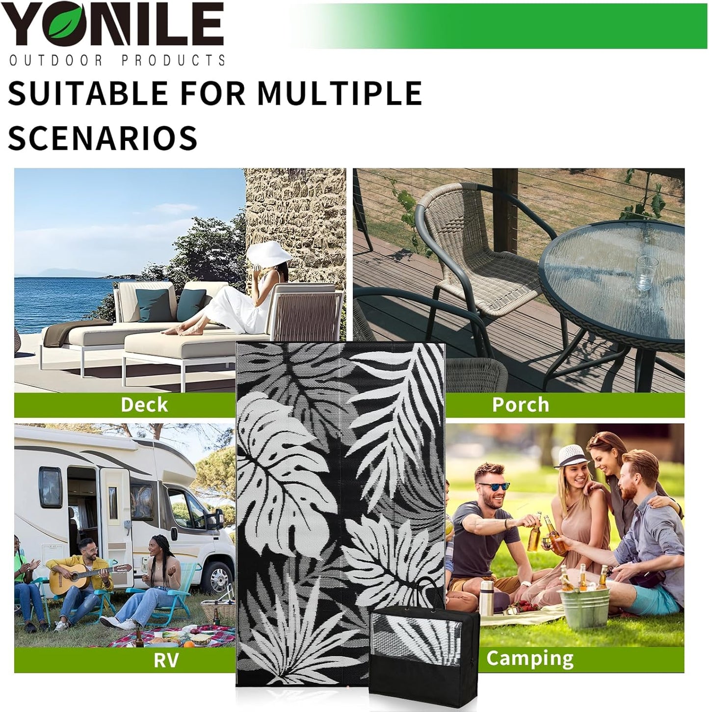 Outdoor Rug 5x8 ft Waterproof, Reversible Outdoor Plastic Straw Rug for Patios Clearance, Outdoor Area Rug Carpet RV Mat for Camping Backyard Deck Porch