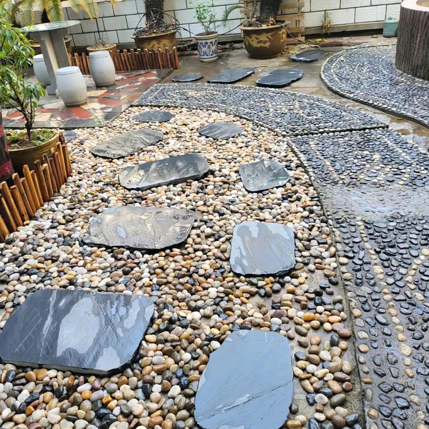 Natural River Rocks, 2-3 Inch River Rocks for Landscaping, Mixed Colors Stones for Plants, Flower Beds, Indoor Fountains, Gardens, Paths, Backyards, Fish Tank and Plantations(40lbs Bulk)