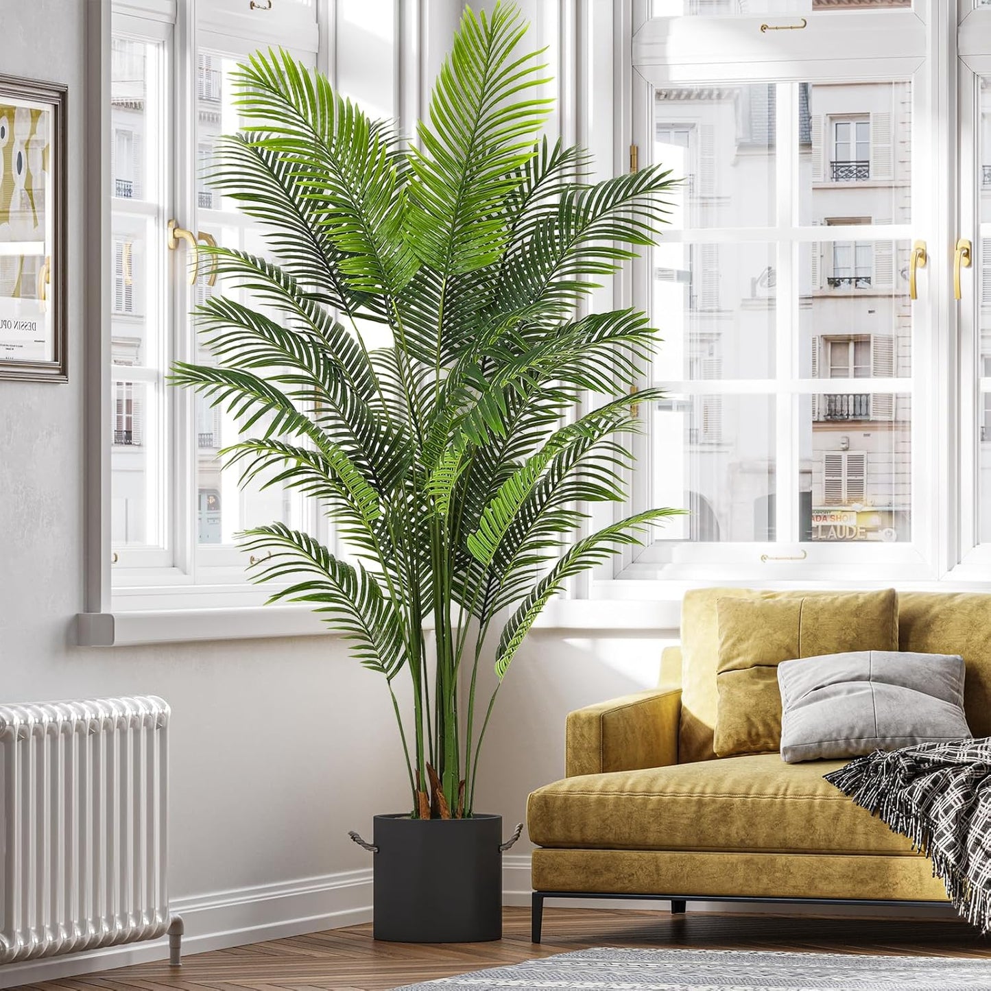 VIAGDO Artificial Palm Tree 7ft Tall Fake Palm Tree Decor with 22 Detachable Trunks Faux Tropical Palm Silk Plant Feaux Dypsis Lutescens Plants in Pot for Home Office Living Room Floor Decor Indoor