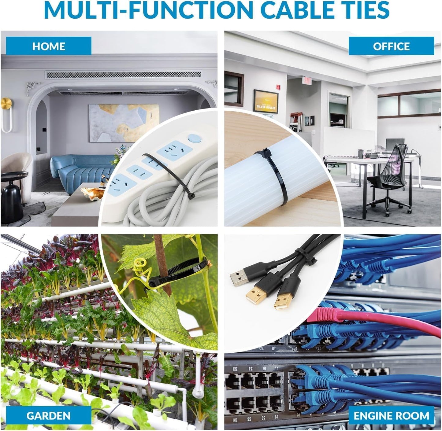 XINGO 5000 PCS White Zip Ties 12 Inch, 60 LBS Tensile Strength, Self-Locking Nylon Plastic Nylon PA66 Wire Ties for Indoor and Outdoor Use