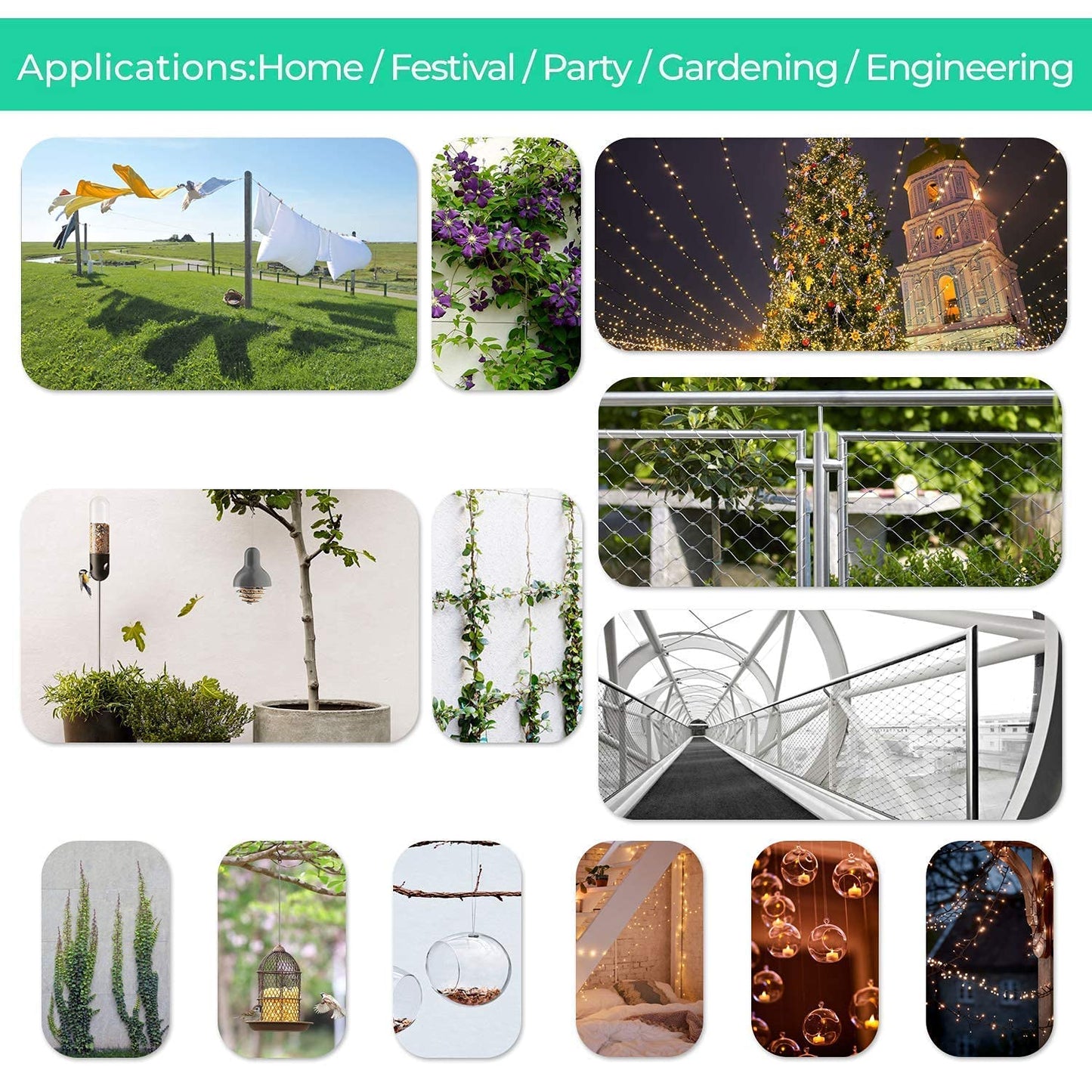 1/8" Wire Rope,Turnbuckles for Cables Wire, 304 Stainless Steel Cable,M5 Turnbuckle Kit,Wire Cable Turnbuckle Tensioner…