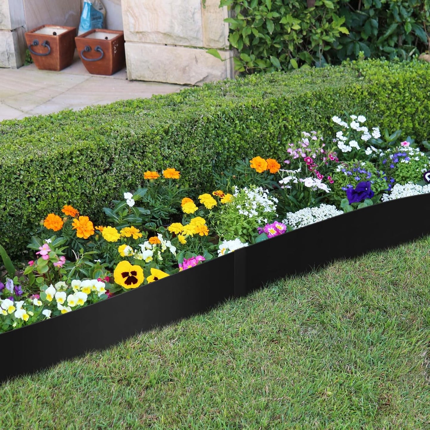 40" L X 7.5H Steel Landscape Edging, Heavy Duty Galvanized Steel Garden Edging,10 Pack Garden Edging Border for Lawn, Flower Bed, Yard (Black