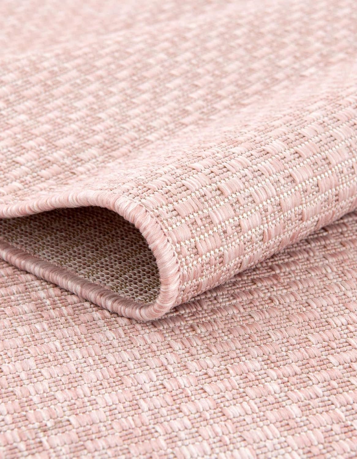 Unique Loom Collection Casual Transitional Solid Heathered Indoor/Outdoor Flatweave Area Rug (2' 2" x 3' 1" Rectangle, Whisper Pink/Ivory)