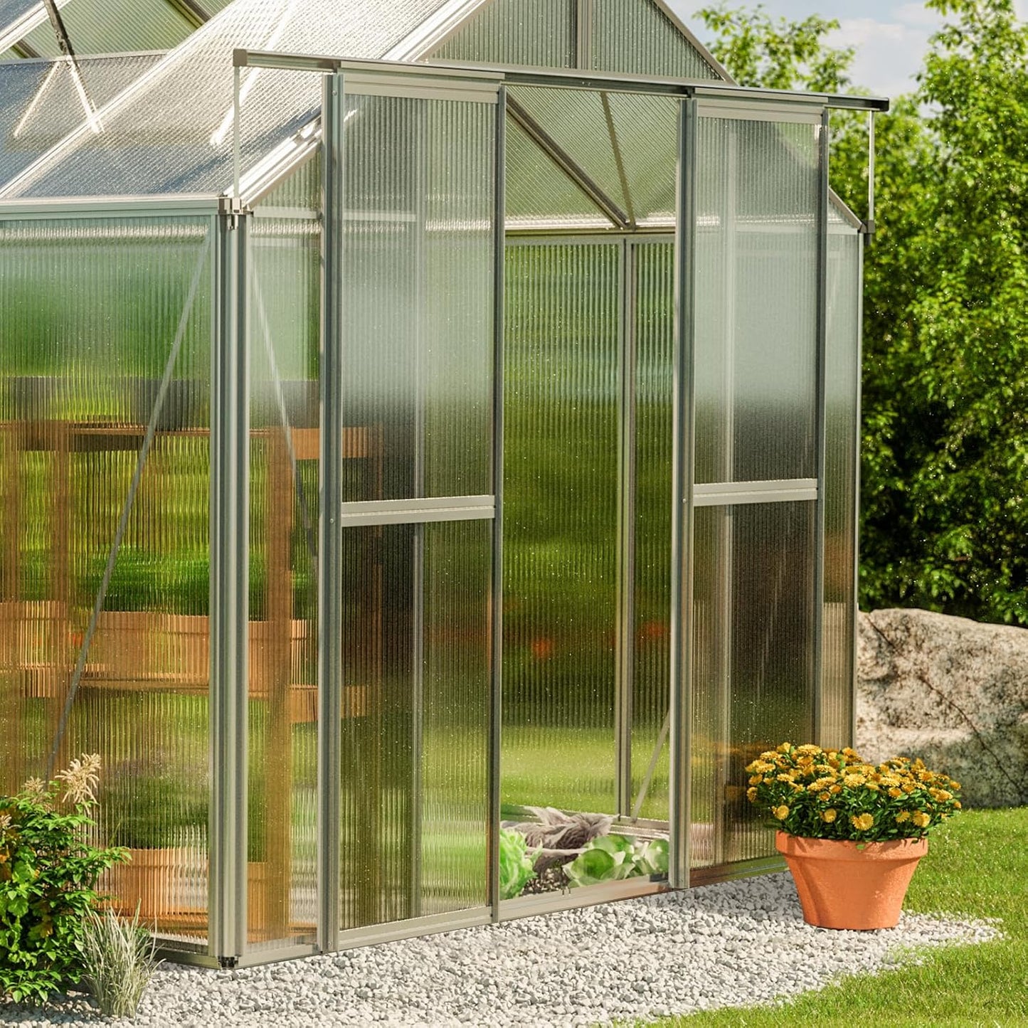 Greenhouse Saphir 6 Aluminum Frame 8.5 x 12.6 ft with Approx. 8 mm Polycarbonate Panels