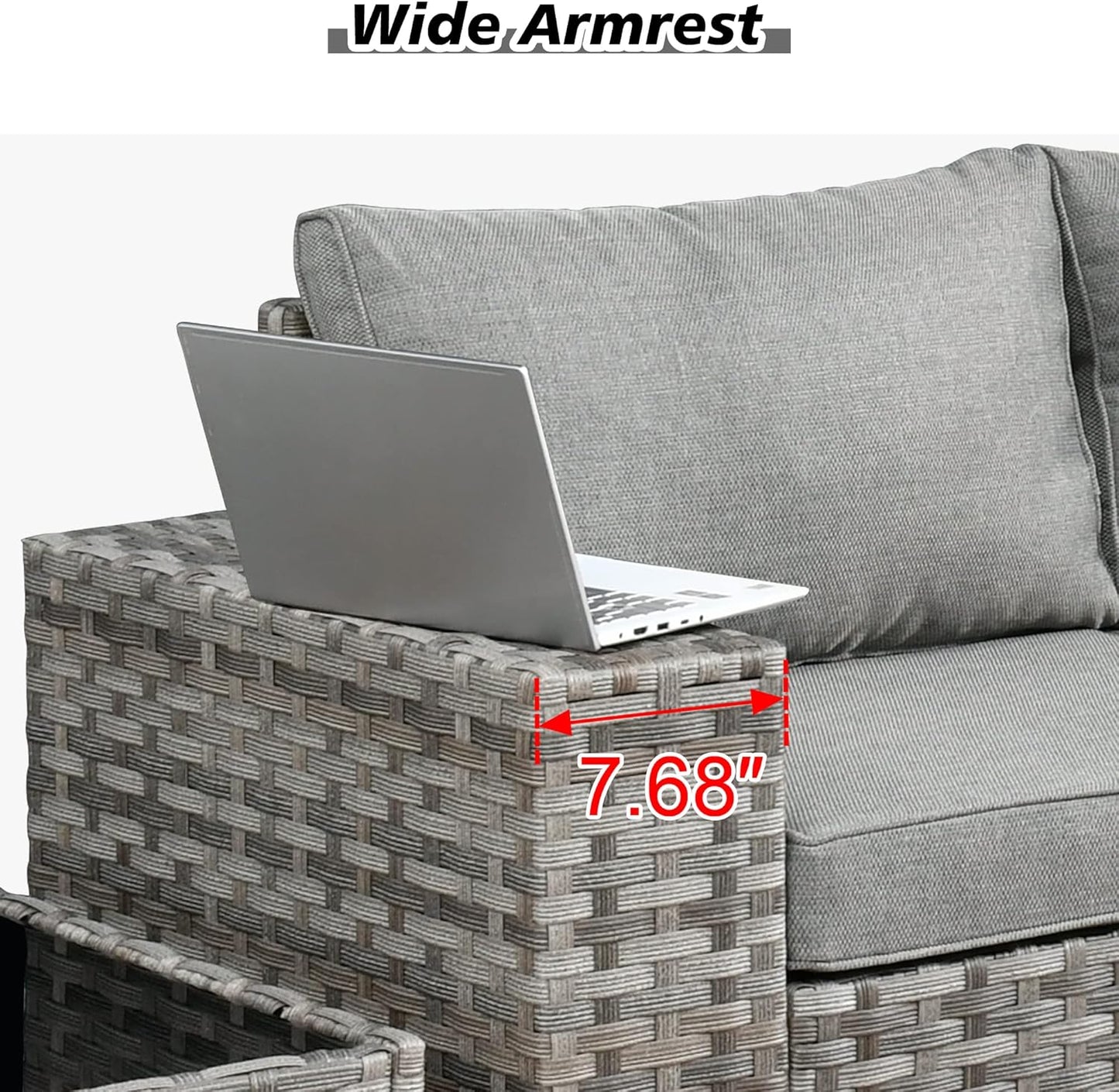 HOOOWOOO Modular Patio Outdoor Sectional Furniture Set,6 Piece Wicker Conversation Sofa Set,Out Door Couch Set with Wide Arm for Outside All Weather(Dark Grey)