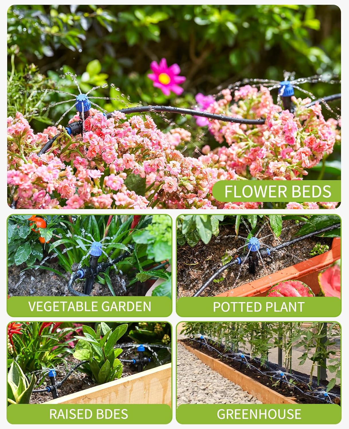 HIRALIY 210FT Drip Irrigation Kits for Plants, New Quick Connector Garden Watering System, Saving Water Automatic Irrigation Equipment for Patio Lawn