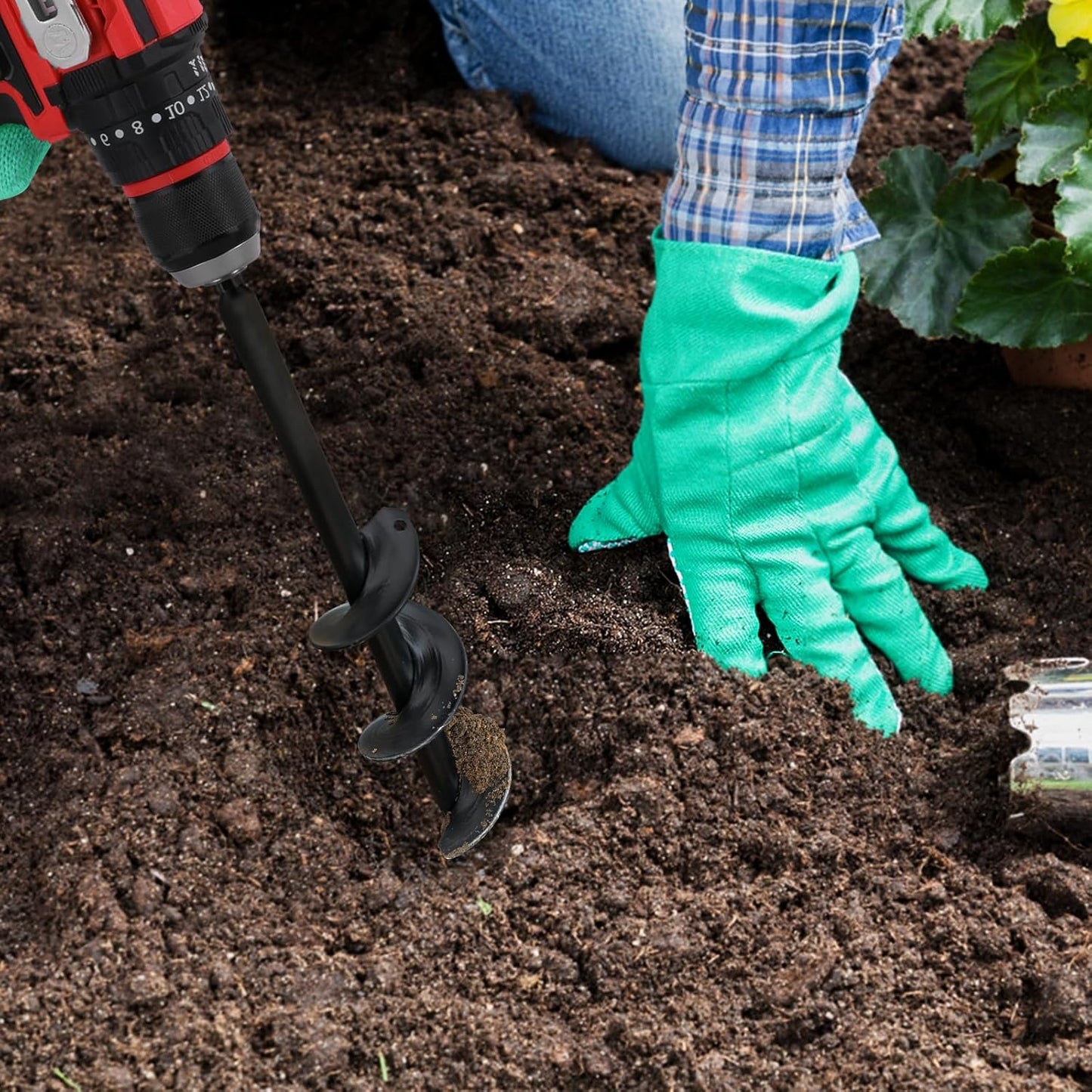 ERYTLLY Bulb Planter, Auger Spiral, Garden Planter Tool 4 Sets,Rapid Umbrella Hole Digger for Planting Bulb Seedlings Bedding Tulips, and Digging Weeds Roots