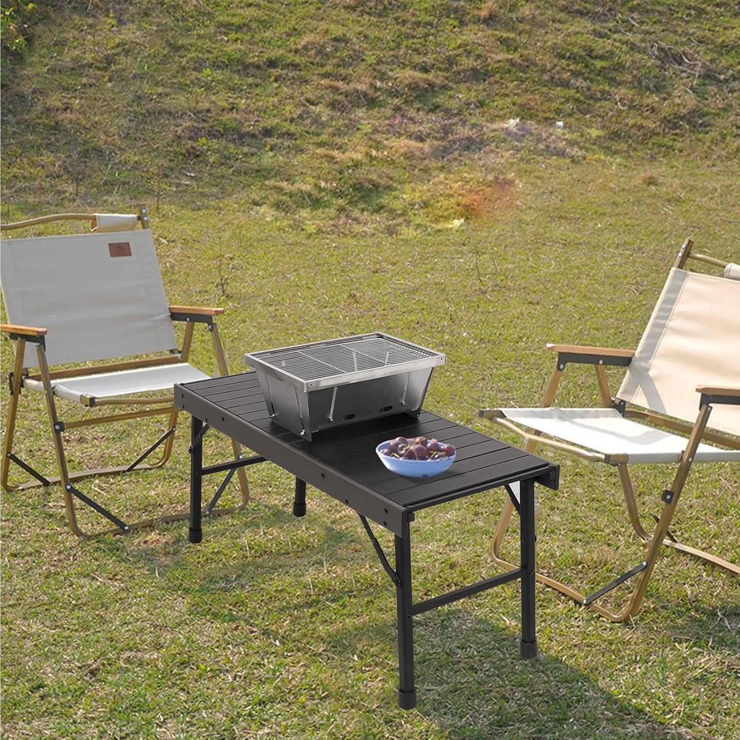 SUN-YE Charcoal Grill for IGT Table,Portable Grill with Carry Bag,Adjustable Furnace Burning Carbon Plate Height,Stainless Steel,Instantly Expands and Stores,1 Piece