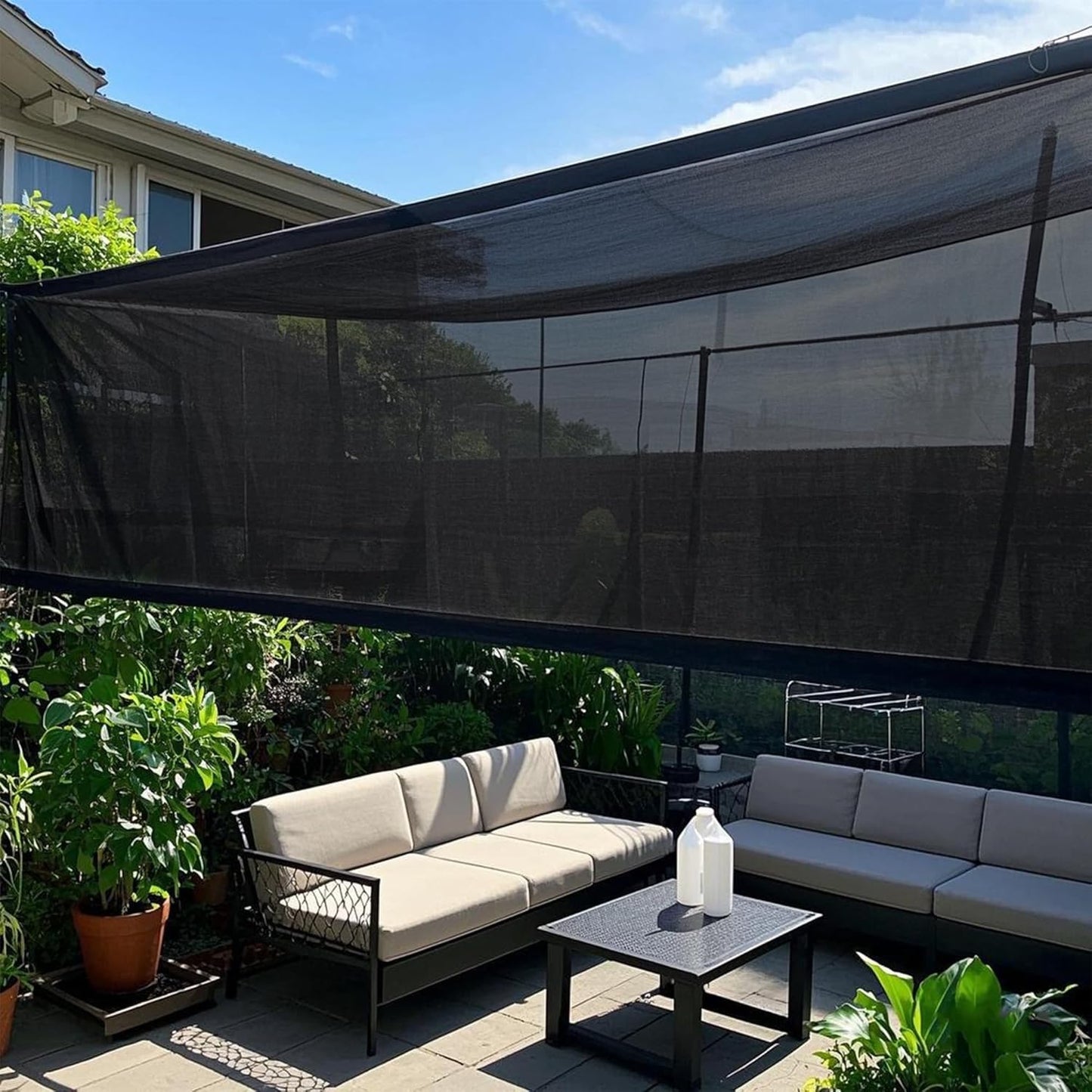 winemana Black Shade Cloth 50%, 5x20 FT Mesh Tarp - Garden Shade for Greenhouse, Patio, Vegetables, Plants Cover and Chicken Coops, Sun Shade Net for Outdoor Protection with Reinforced Grommets