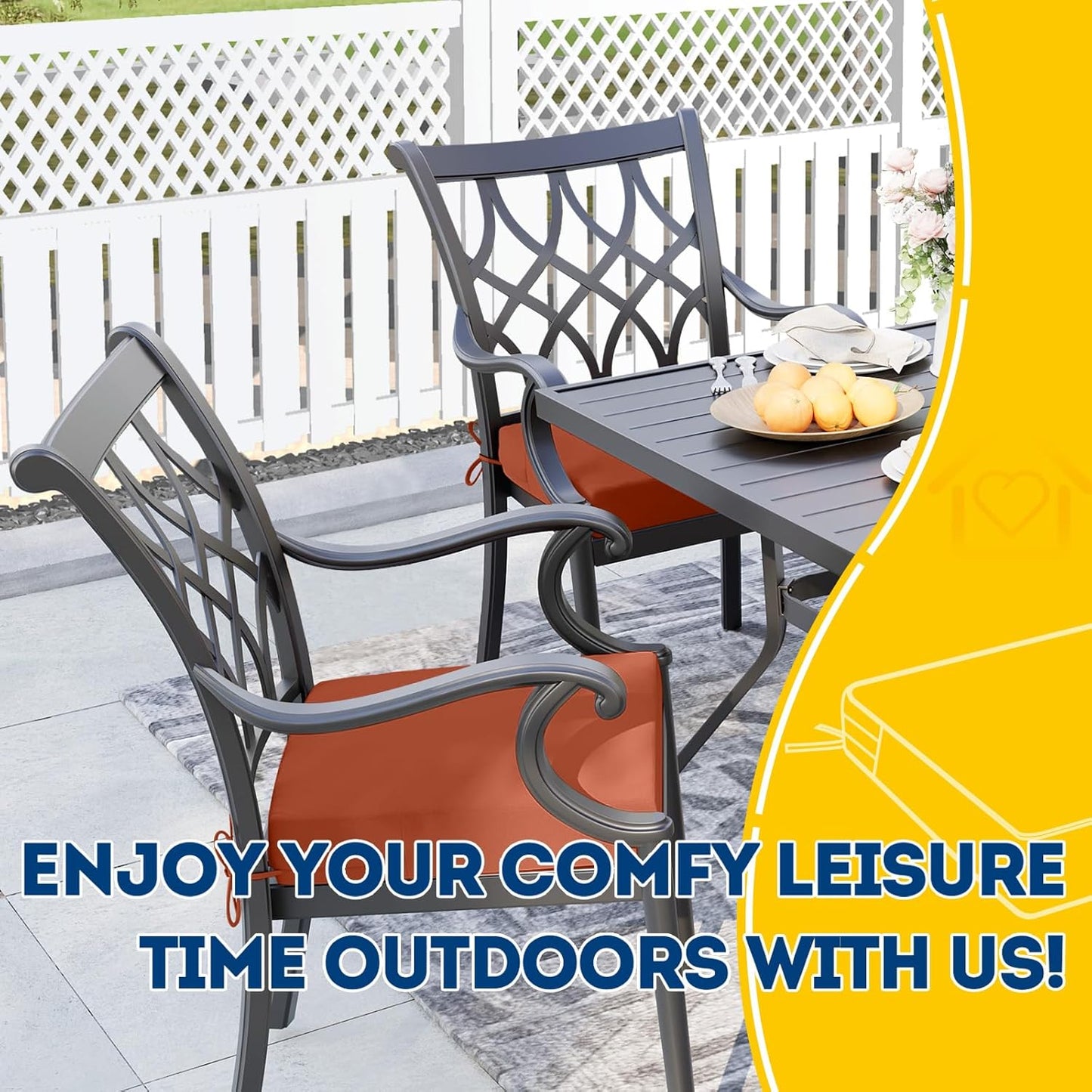 AAAAAcessories Outdoor Seat Cushions for Chairs, Waterproof, Fade-Resistant Patio Furniture Replacement Cushions, 18.5" x 16" x 3", Set of 2, Rust