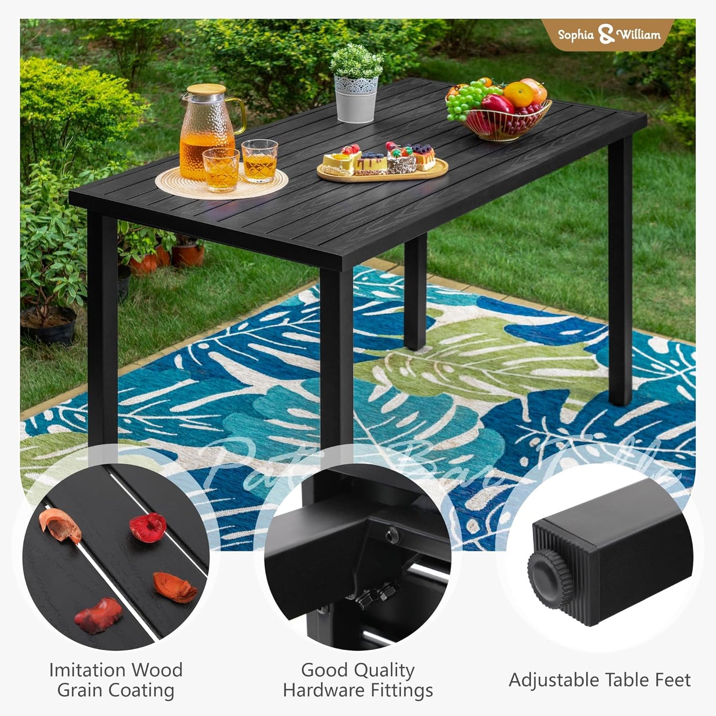 Sophia & William Outdoor Bar Set, Patio Bar Table and Chairs Set, Counter Height Patio Set - 4 x Swivel Bar Chairs, 1 x Rectangular Bar Table for Porch, Yard, Garden, Balcony, Deck