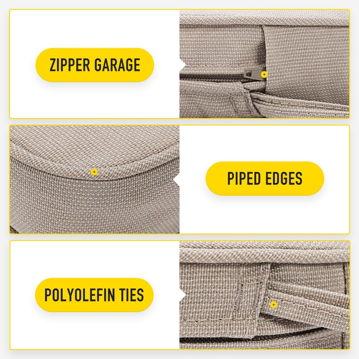 SUNROX Gel Memory Foam Chair Cushions, FadeShield Water-, Stain-Resistant Durable Reversible Seat Cushion Pads with Ties for Indoor/Outdoor Kitchen Dining Office 17"x16" Set of 2, Husk Birch