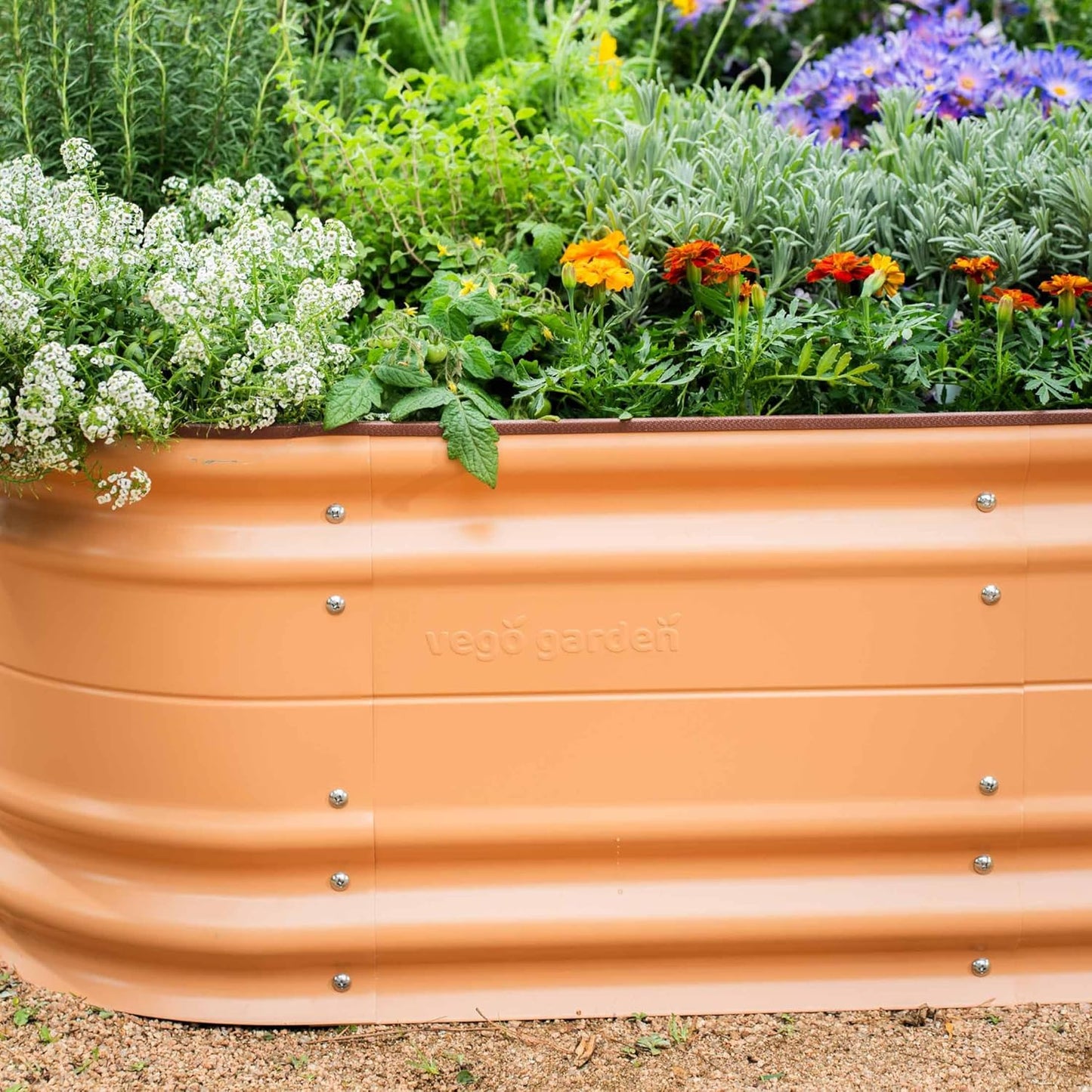 Vego garden 17" Tall 9 in 1 Novel Metal Raised Garden Bed Kits Modular Planter Beds with 2 in 1 Wrench & Magnetic Plant Tags for Vegetables Flowers, Terra Cotta