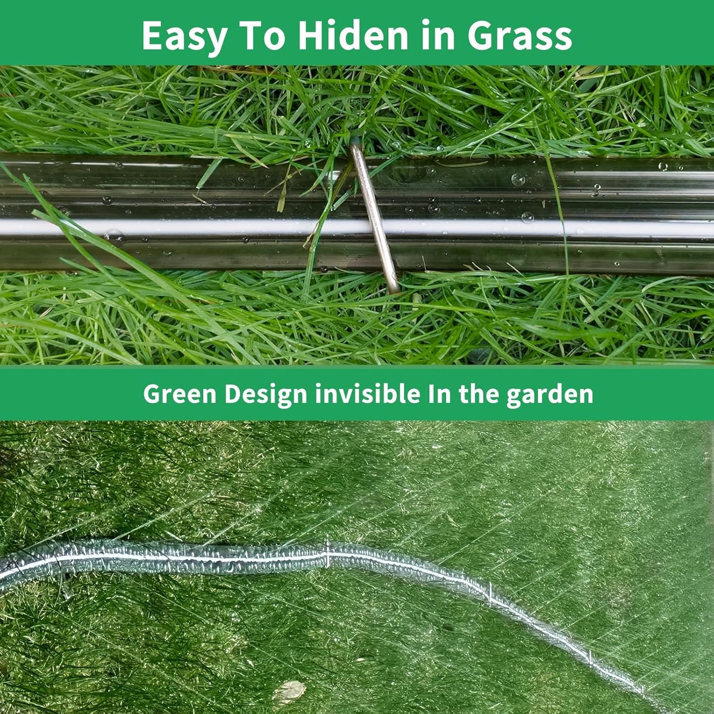 25FT Flat Sprinkler Hose for Lawn Watering Garden Soaker Hose with Holes, Heavy Duty Lightweight No-Kink Water Hose with Stakes, Irrigation Hose, Great Fun for Kids and Dog