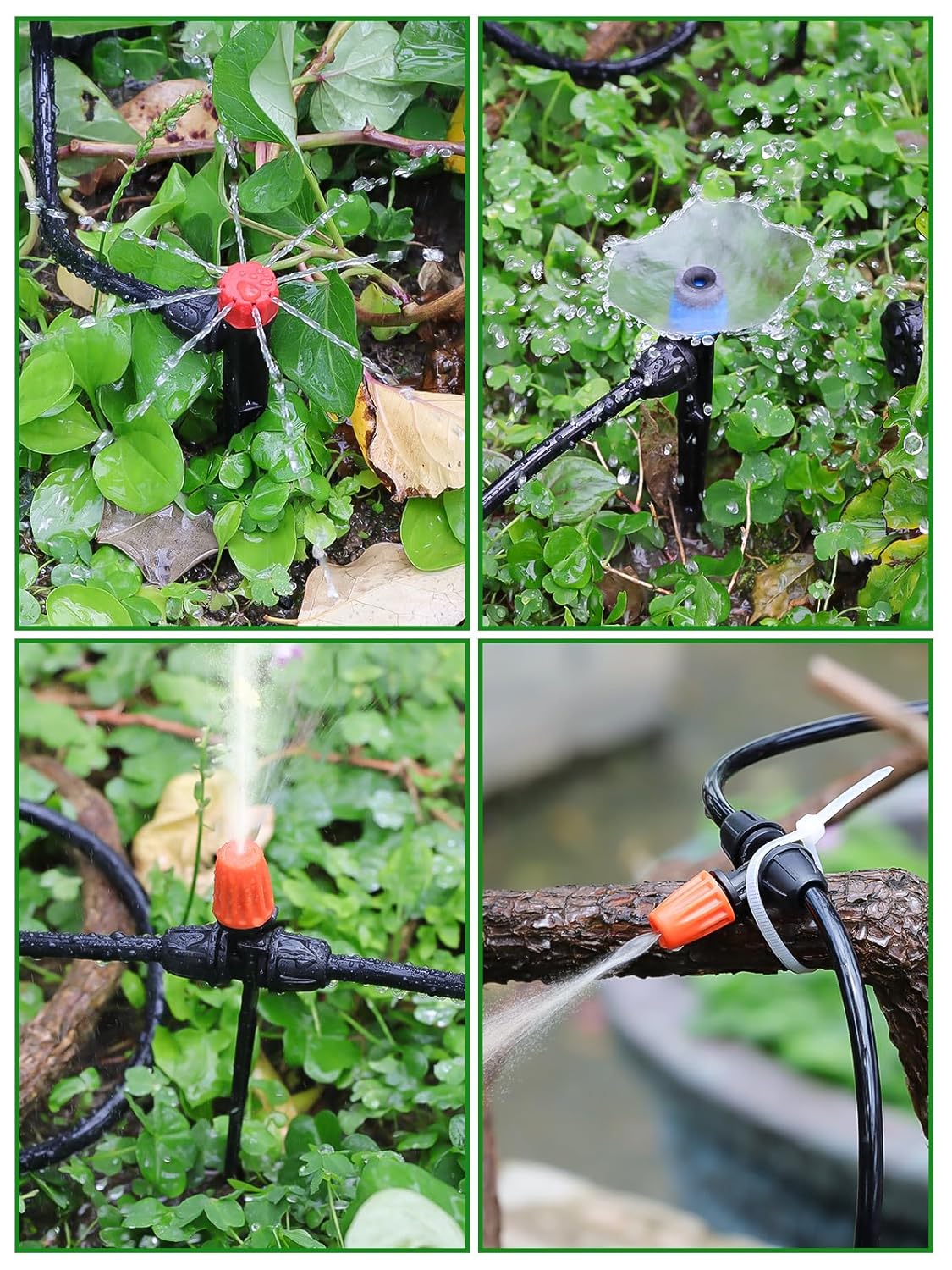 207FT Automatic Drip Irrigation Kits, Kalolary 1/4" 1/2" Adjustable Garden Watering System with 4/7mm 16mm Tube Drip Emitters Locked Fittings Drip Irrigation Parts System for Greenhouse Raised Beds