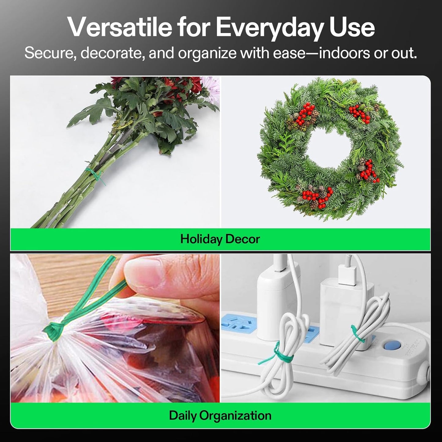 VIVOSUN Twist Ties, 328 ft (100m) PE-Coated Green Plant Ties with Cutter, Reusable & Flexible Tomate Ties for Plant Support, Indoor Outdoor Gardening, Cable Management, Home Office Organization