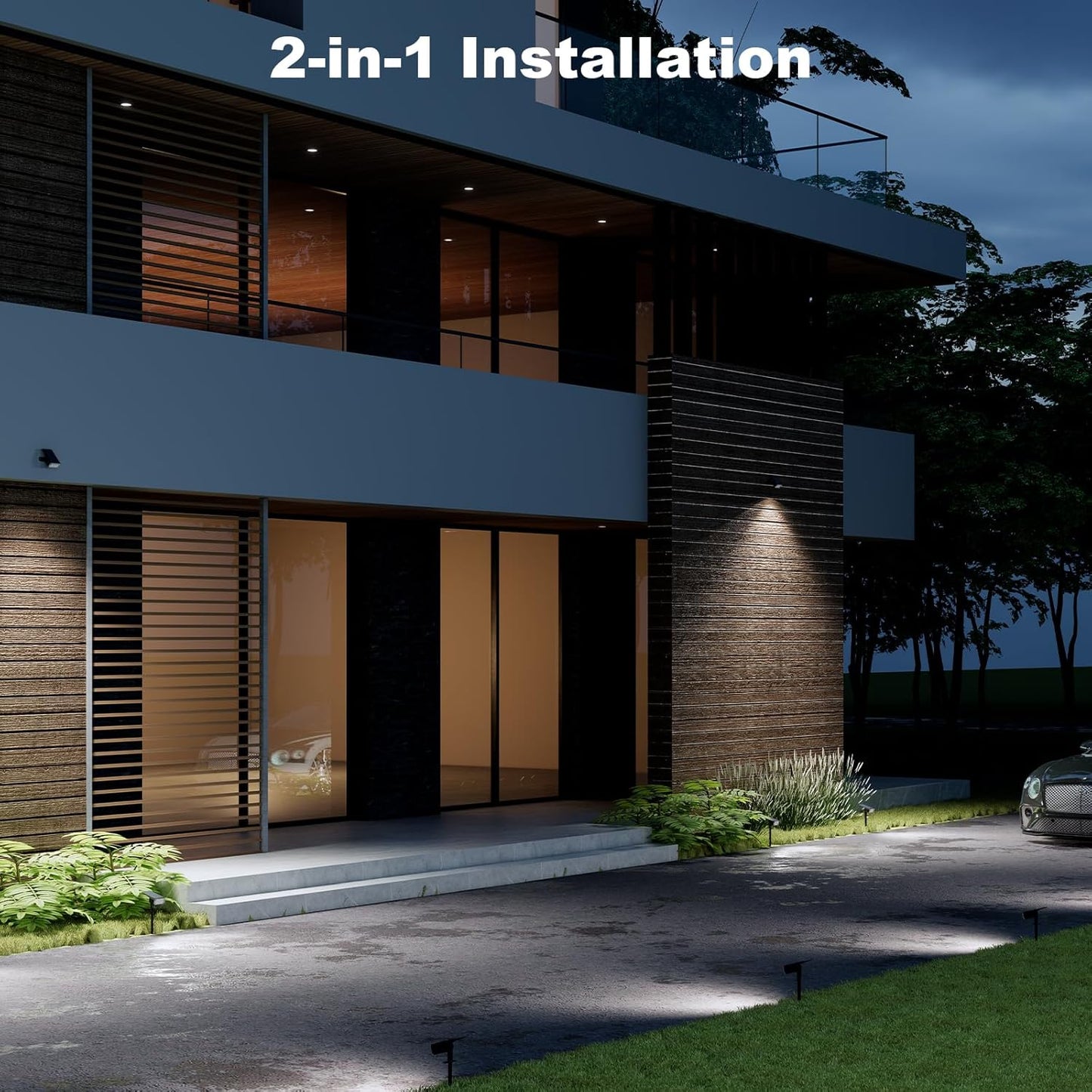 Solar Spot Lights Outdoor Waterproof IP65, 3 Lighting Modes Solar Outdoor Lights for Garden Yard Outside Landscape, 2 Pack