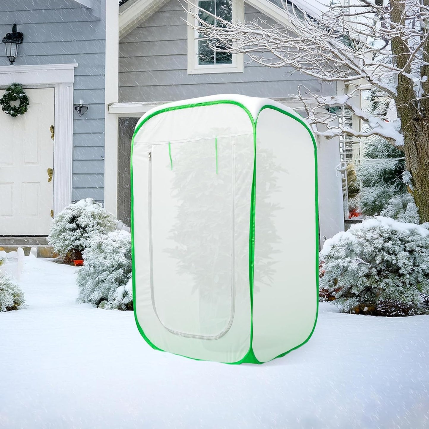 28 x 28 x 48 Inch Pop Up Winter Frost Plant Cover, Gardening Plants Freeze Protection Tent, Warm Plant Protector Enclosure for Snow Frost Protection Indoor & Outdoor