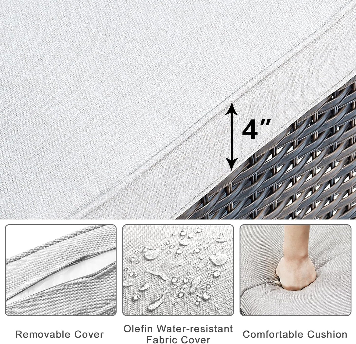 HUMMUH 7-Piece Outdoor Patio Furniture All-Weather PE Wicker Outdoor Conversation Set-Patio Couch Swivel Rocker Chairs with Ottomans Tables for Backyard,Poolside,Deck