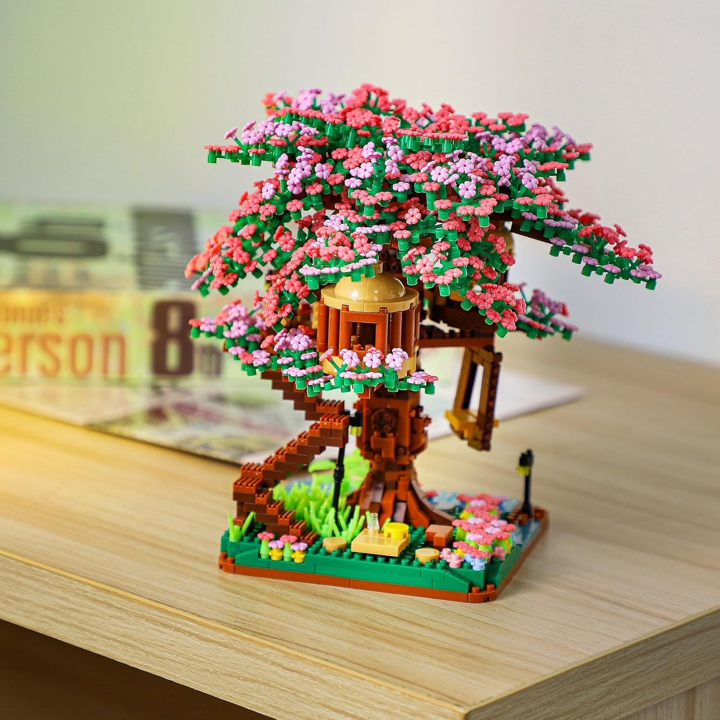 Cherry Blossom Bonsai Tree Mini Micro Building Set, Japanese Sakura Tree House Model Sets for Adults, Flowers House Mini Bricks Building Kit, Creative Gift Toys for Kids 12-14 (2138PCS)