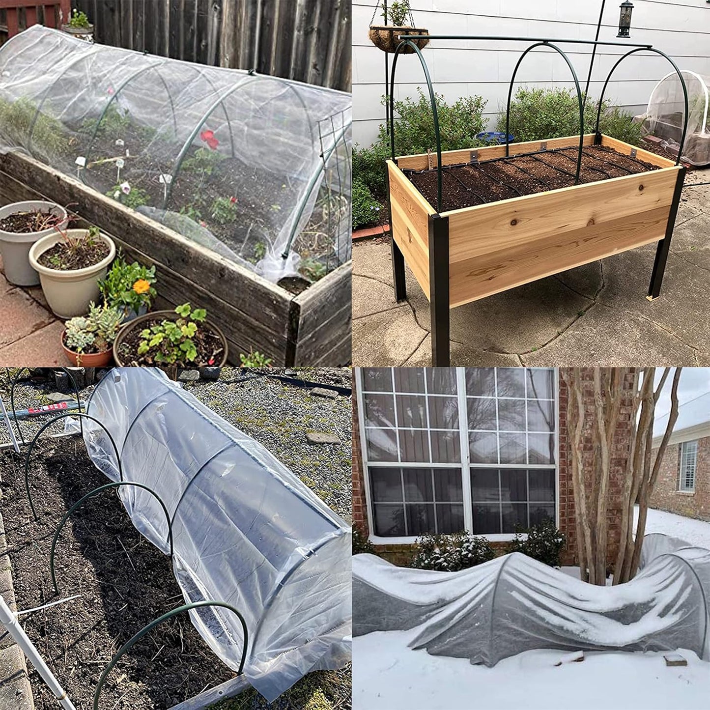 Gardzen Garden Hoops, DIY Greenhouse Hoops for Raised Beds, Row Cover, Garden Netting 48PCS