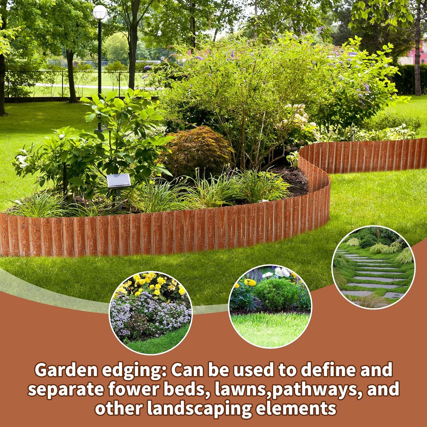 Corrugated Metal Garden Edging, 6"×40Ft Durable Metal Landscape Edging, Modern Corrugated Design for DIY Flower Beds and Landscaping Borders(Rusty)