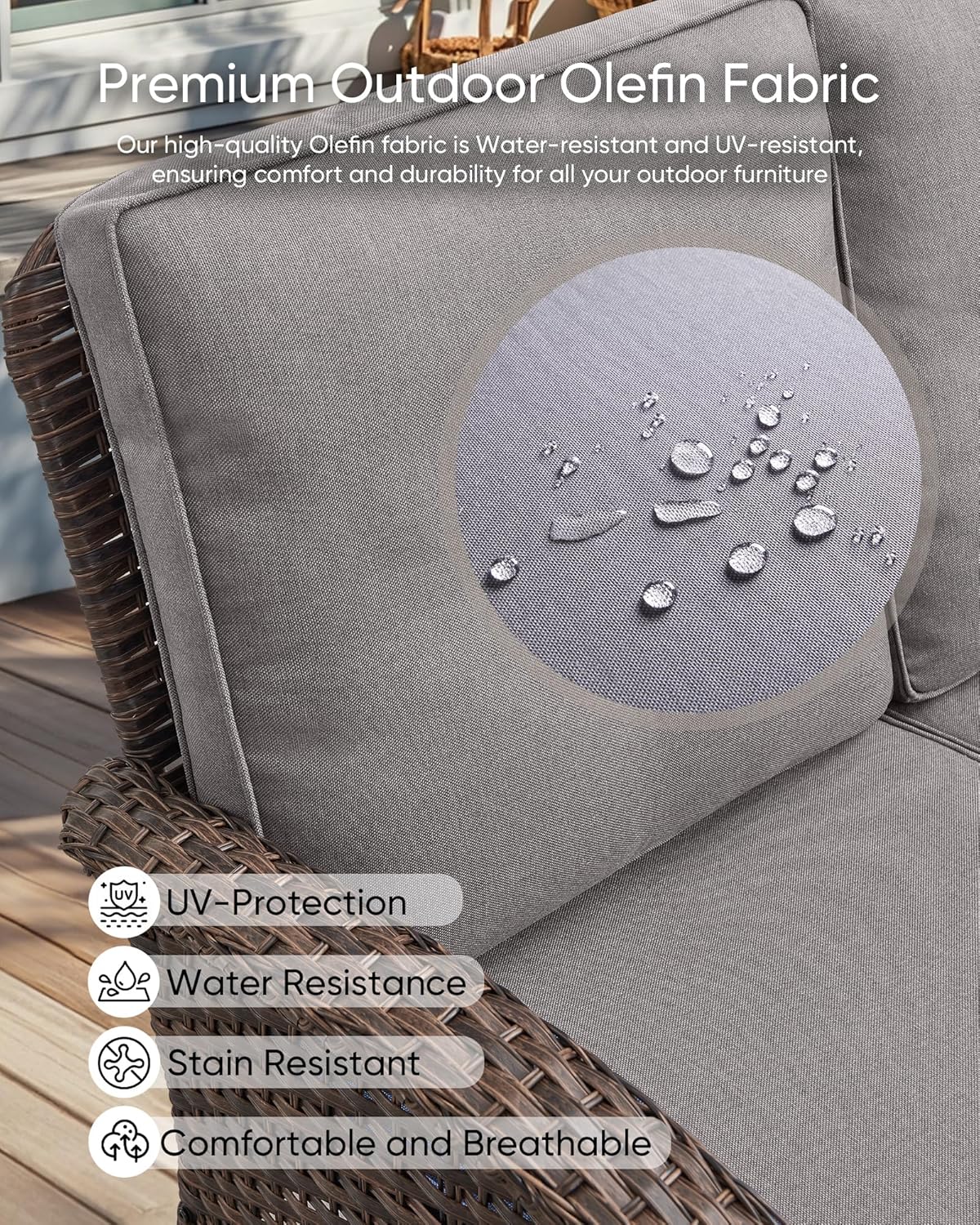 HUMMUH 7-Piece Outdoor Patio Furniture with Fire Pit Set,Wicker Patio Sofa Set Outdoor Rocking Chairs with Ottomans for Backyard,Poolside,Deck