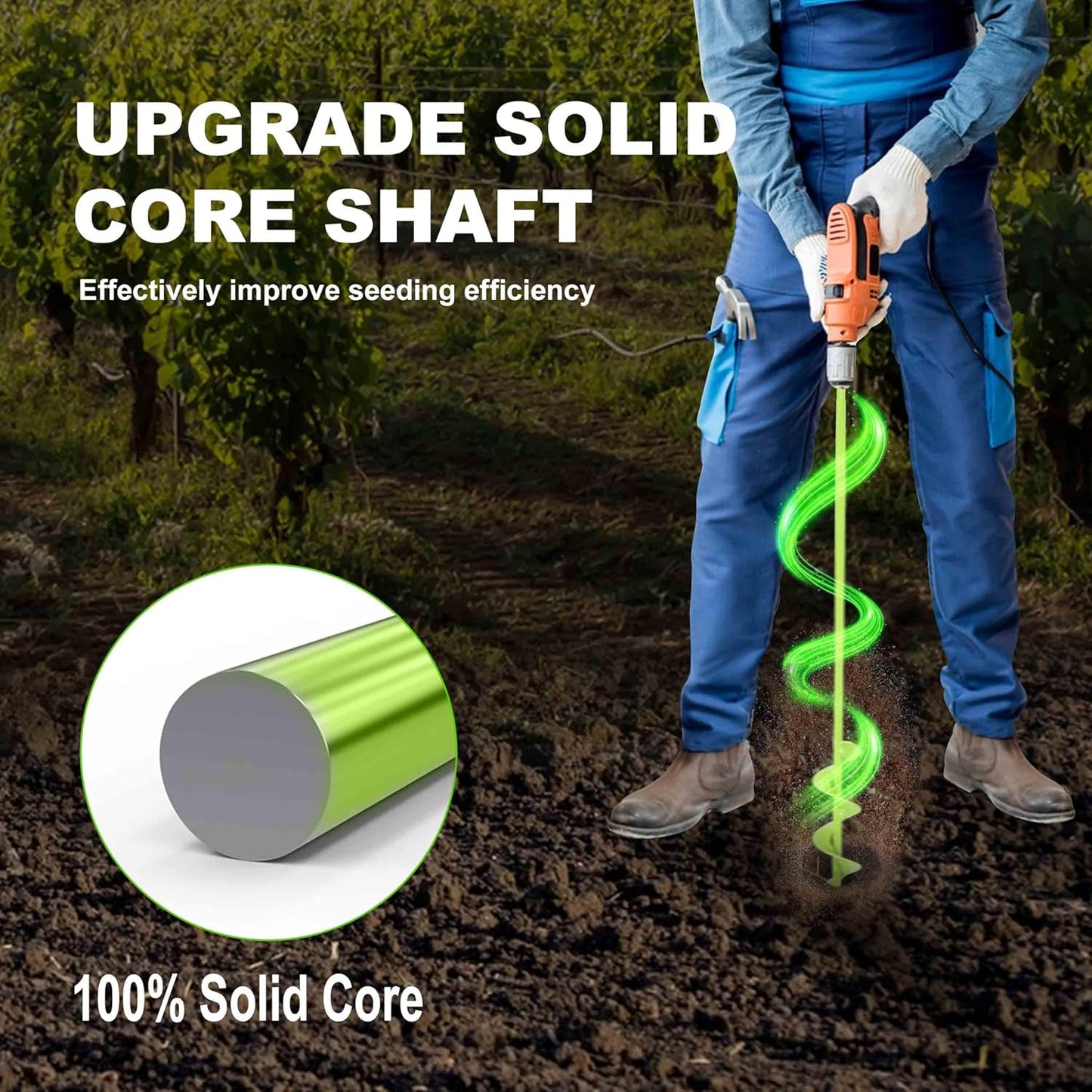 TCBWFY Auger Drill Bit for Planting 3.5"x16",Extended Length Garden Auger Spiral Drill Bit for Planting Bulbs Flowers,Planting Auger for Drill Post Hole Digger for 3/8”Hex Drive