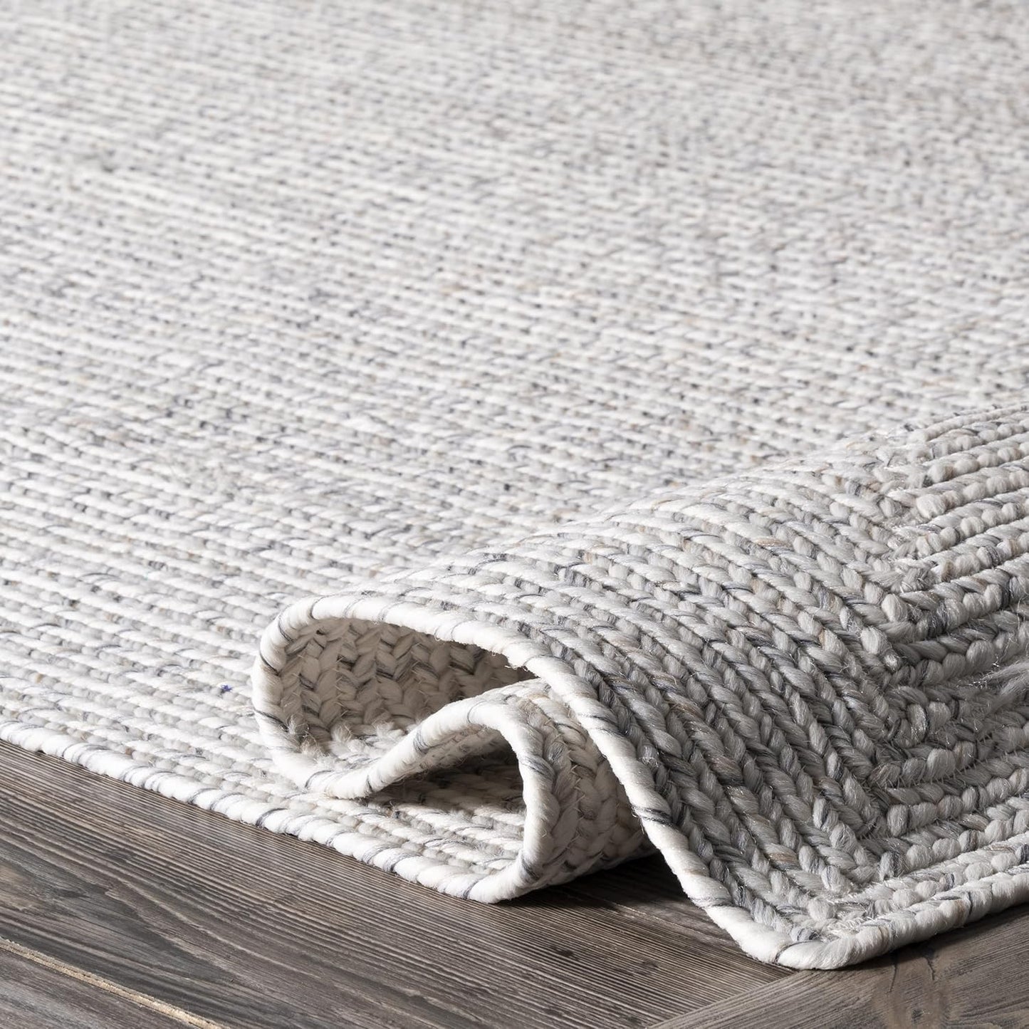 nuLOOM Oval 5' x 8' Solid Hand Braided Indoor/Outdoor Area Rug, Pet-Friendly, High Traffic, Weather Resistant, for Patio, Balcony, Bedroom, Living, Dining Room, Wynn Ivory