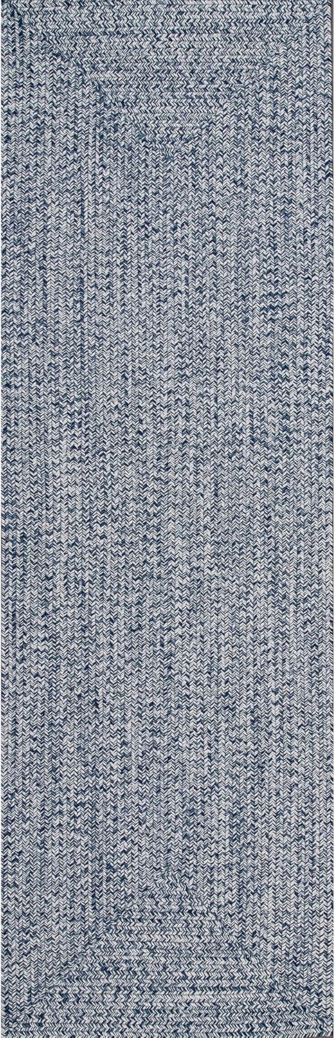 nuLOOM 2' x 6' Solid Hand Braided Indoor/Outdoor Area Rug, Pet-Friendly, High Traffic, Weather Resistant, for Patio, Balcony, Bedroom, Living, Dining Room, Wynn Navy