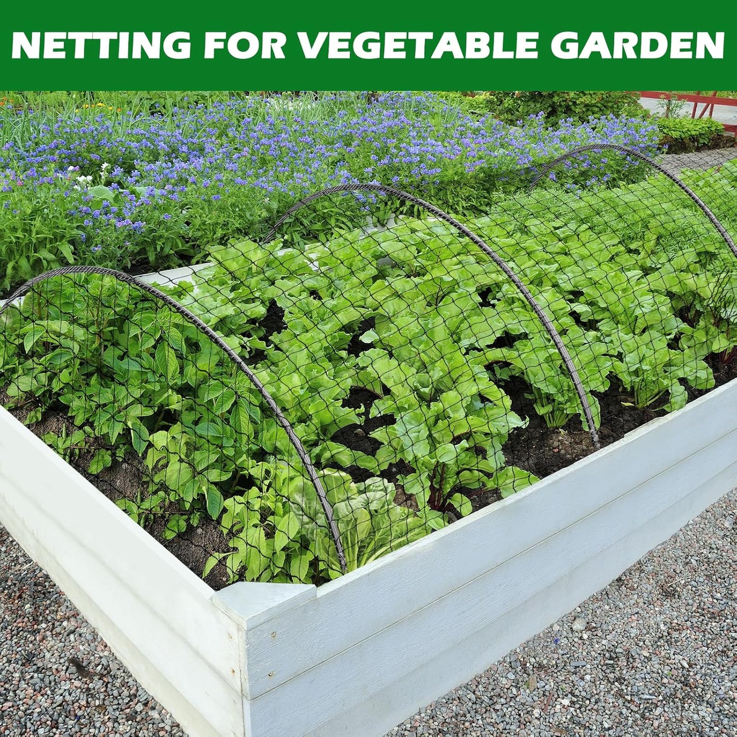 50'x50' with 2" Mesh Bird Netting for Chicken Coop with Bird Scare Tape, Hawk Nettings for Chicken Run, Heavy Duty Poultry Nettings Chicken Netting Roof Deer Net